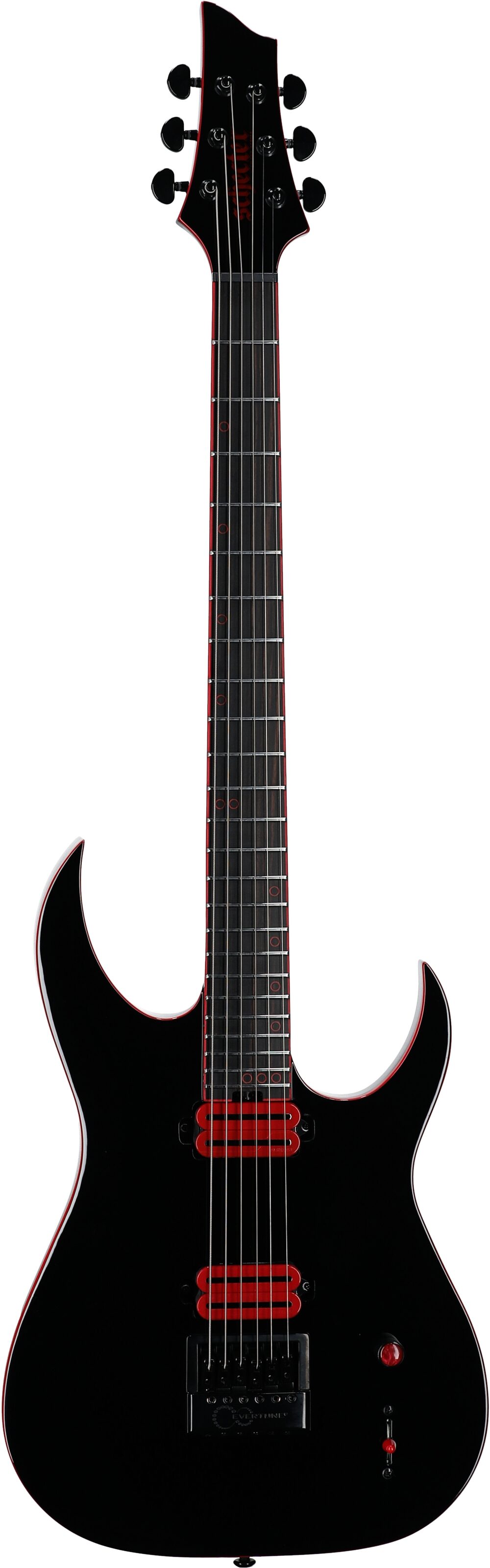Schecter Sunset-6 ET EX Red Dawn Baritone Electric Guitar, Gloss Black, Full Straight Front