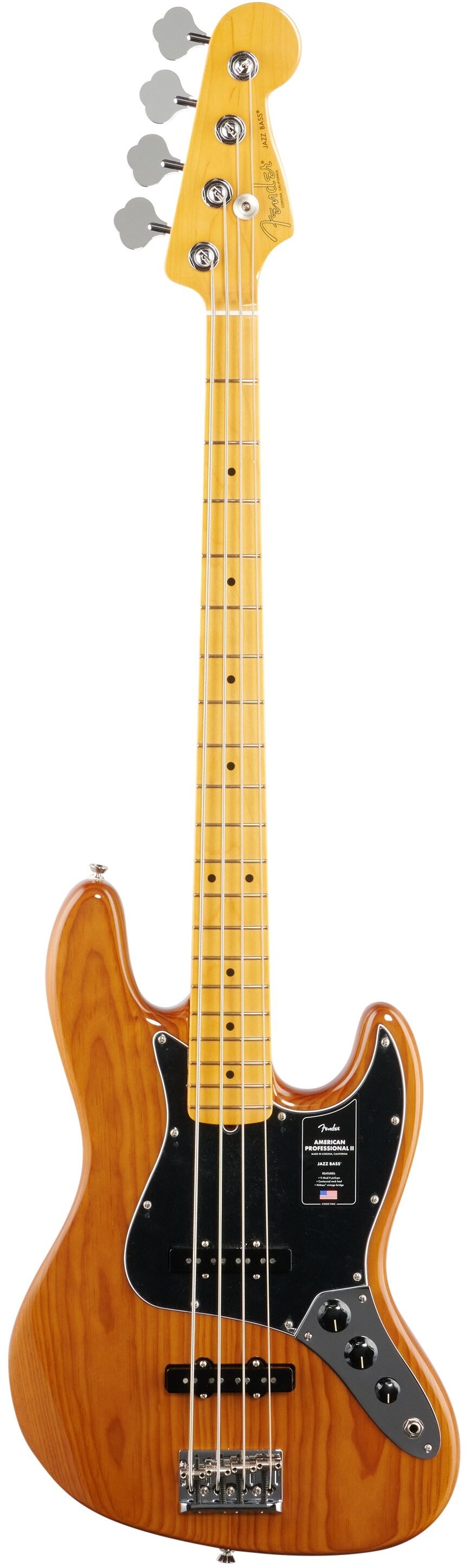 Fender American Pro II Jazz Electric Bass, Maple Fingerboard (with Case), Roasted Pine, Full Straight Front