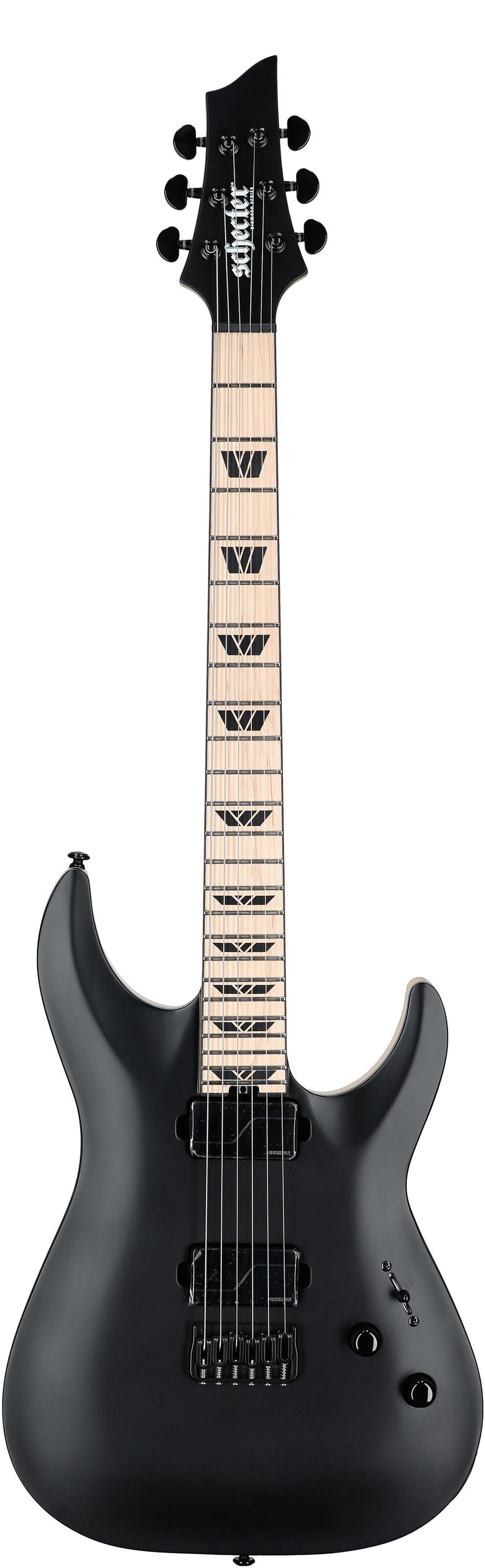 Schecter C1 SLS Custom Electric Guitar, Satin Black, Full Straight Front