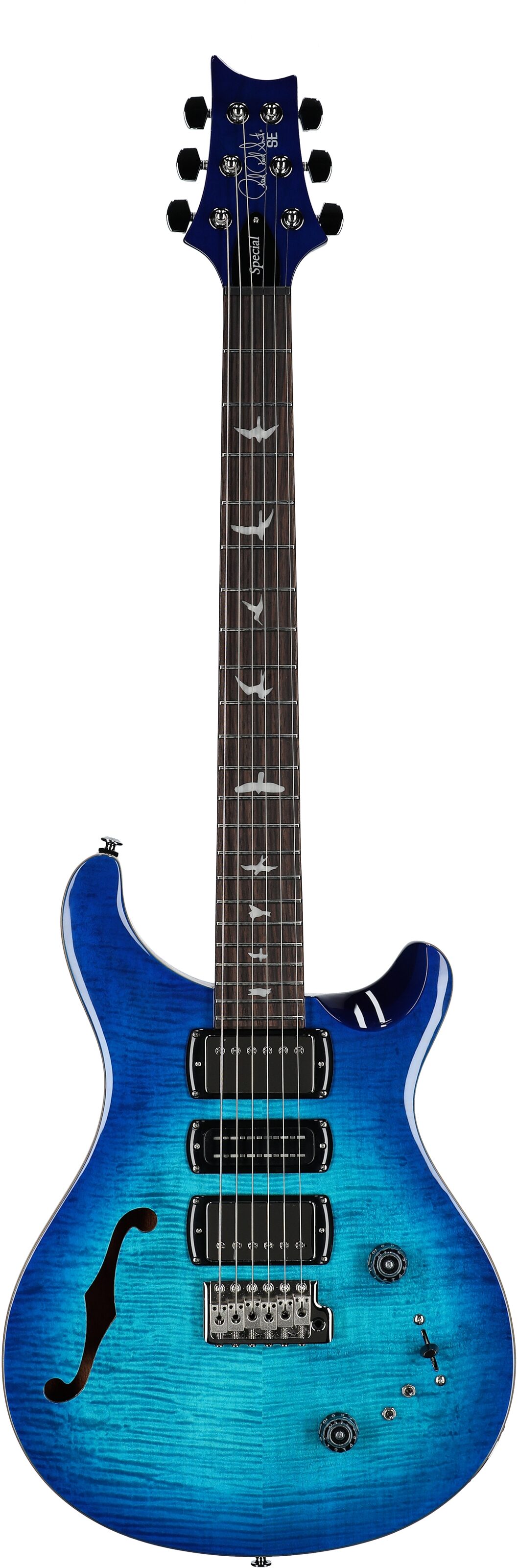 PRS Paul Reed Smith SE Special Semi-Hollow Electric Guitar (with Gig Bag), Lake Blue, Full Straight Front
