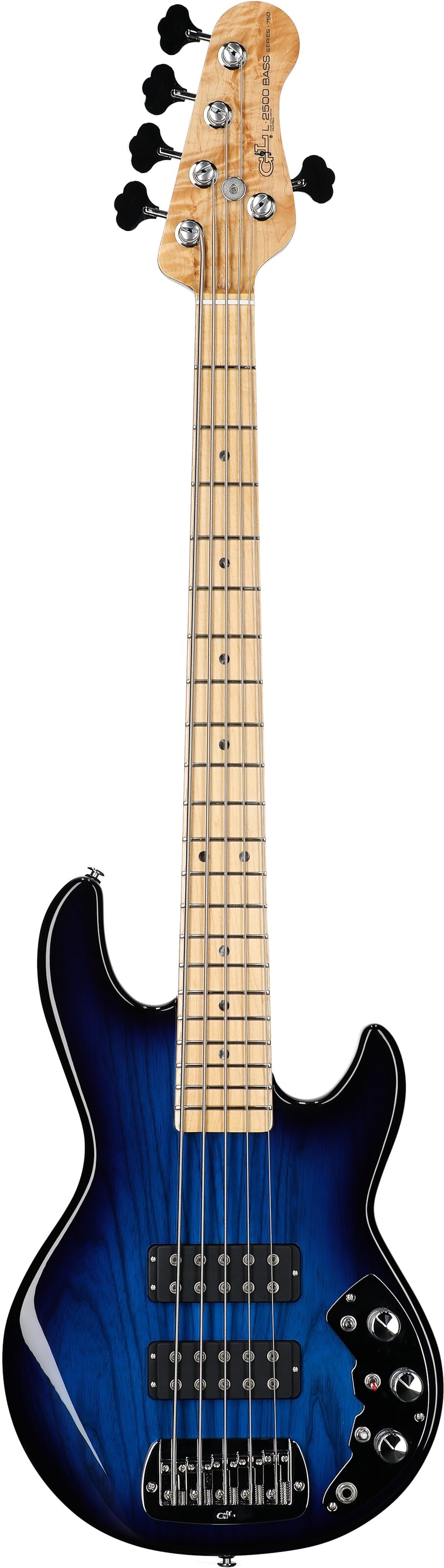 G&L CLF Research L-2500 Bass Guitar (with Case), Blueburst, Full Straight Front