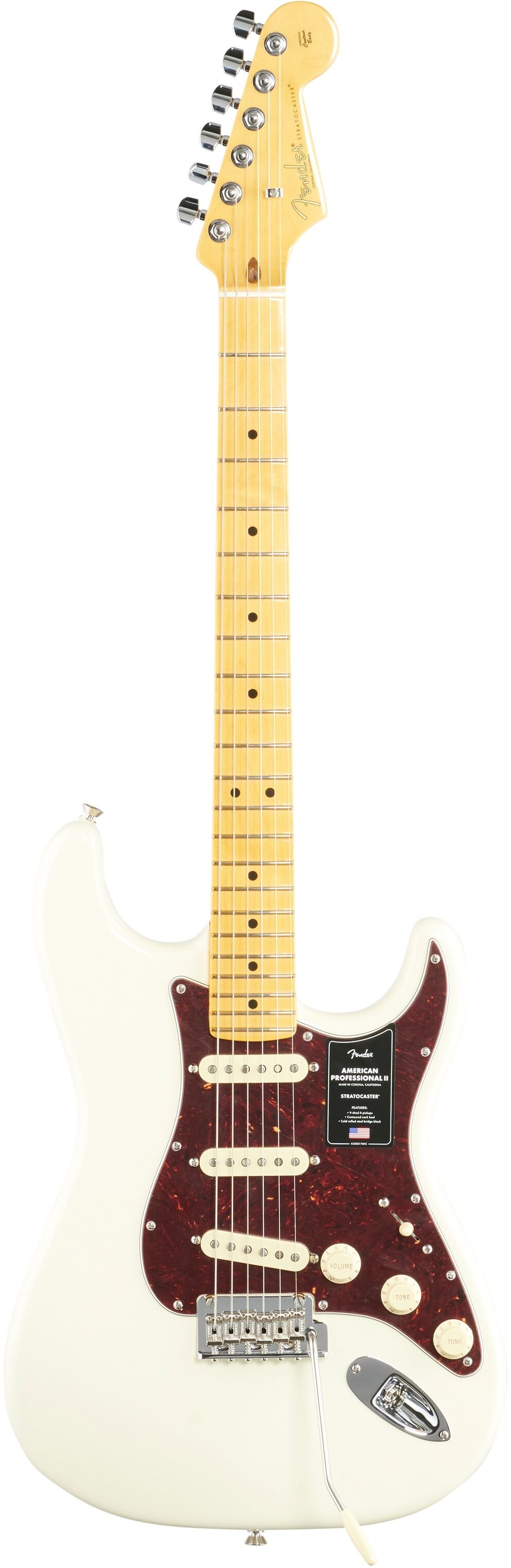Fender American Pro II Stratocaster Electric Guitar, Maple Fingerboard (with Case), Olympic White, Full Straight Front