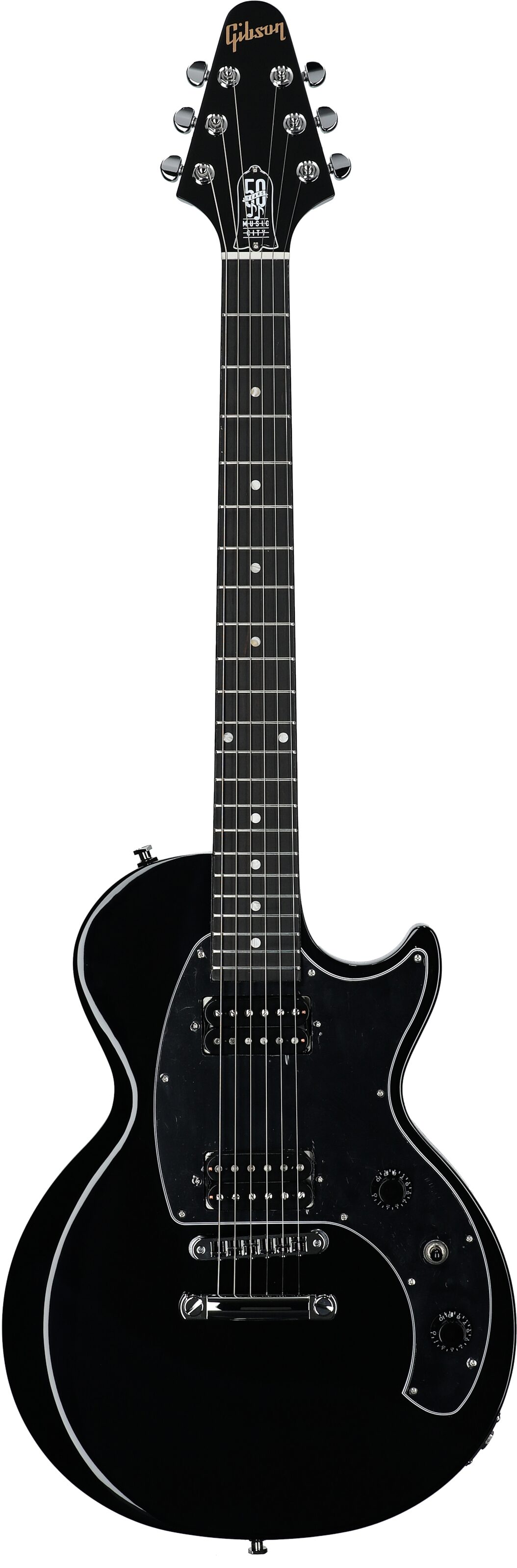Gibson Limited Edition Les Paul Music City Special 50th Anniversary Electric Guitar (with Soft Case), Ebony, Full Straight Front