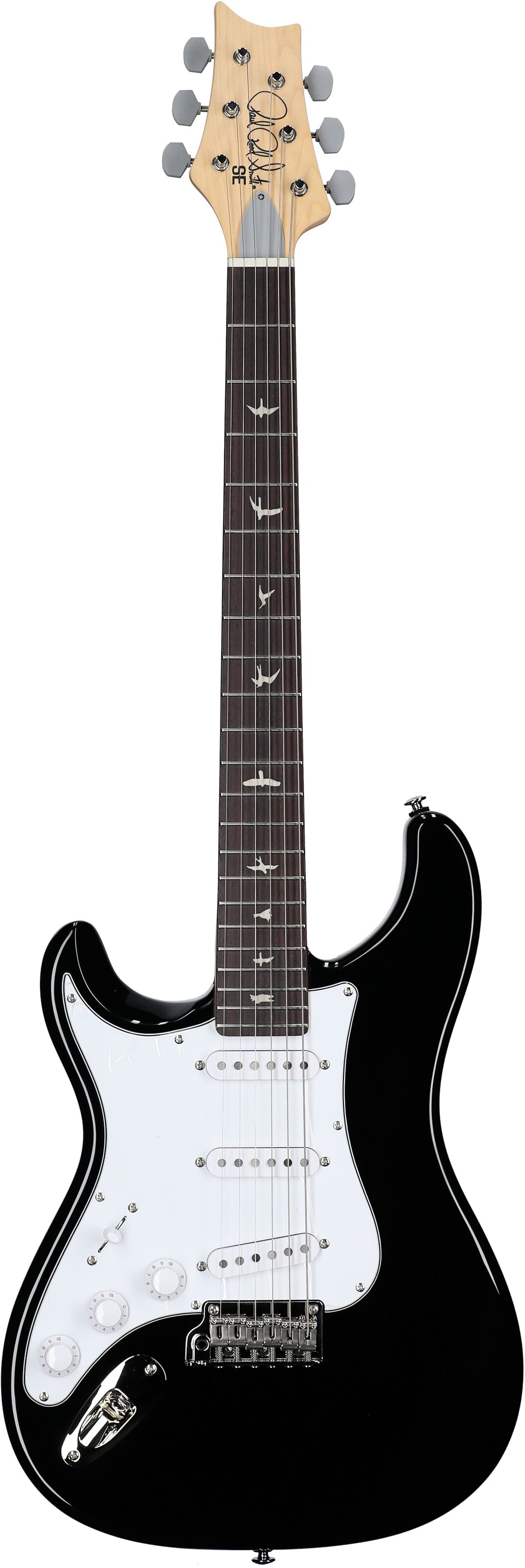 PRS Paul Reed Smith SE Silver Sky Electric Guitar, Left-Handed, Maple Fretboard (with Gig Bag), Piano Black, Full Straight Front