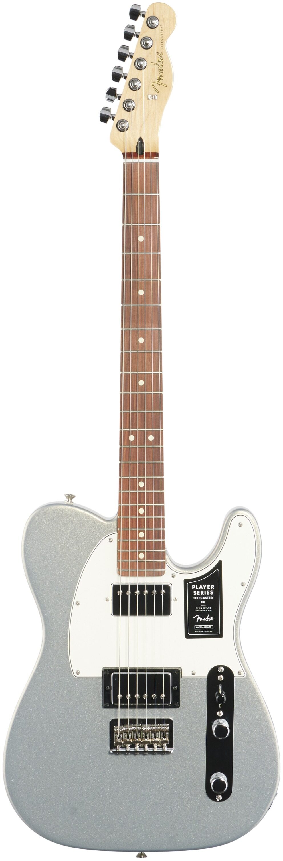 Fender Player Telecaster HH Pau Ferro Electric Guitar, Silver, Full Straight Front