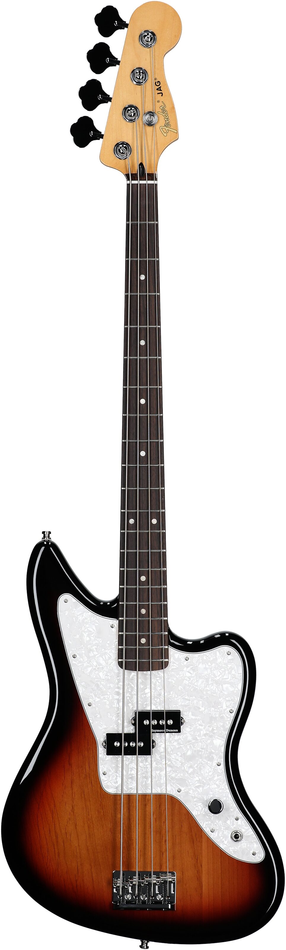 Fender Limited Edition Mark Hoppus Jaguar Electric Bass, Rosewood Fingerboard (with Gig Bag), 3-Color Sunburst, Full Straight Front