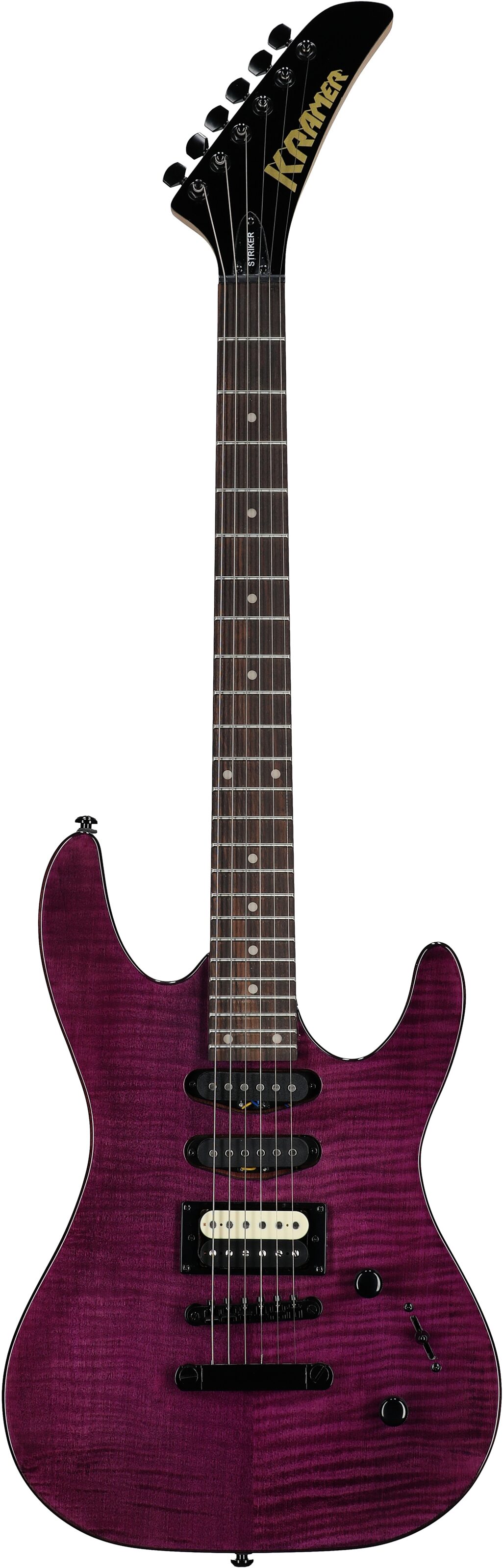 Kramer Striker Figured HSS Electric Guitar, Laurel Fingerboard, Transparent Purple, Open Box (Very Good), Full Straight Front
