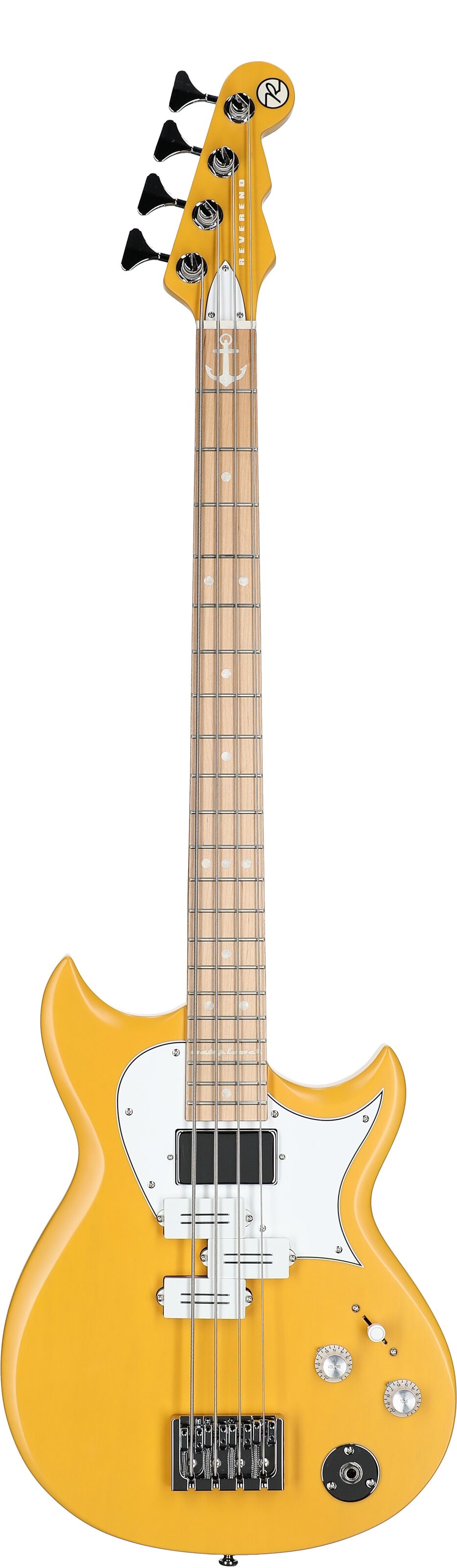 Reverend Mike Watt Wattplower MKII Electric Bass, Yellow, Full Straight Front
