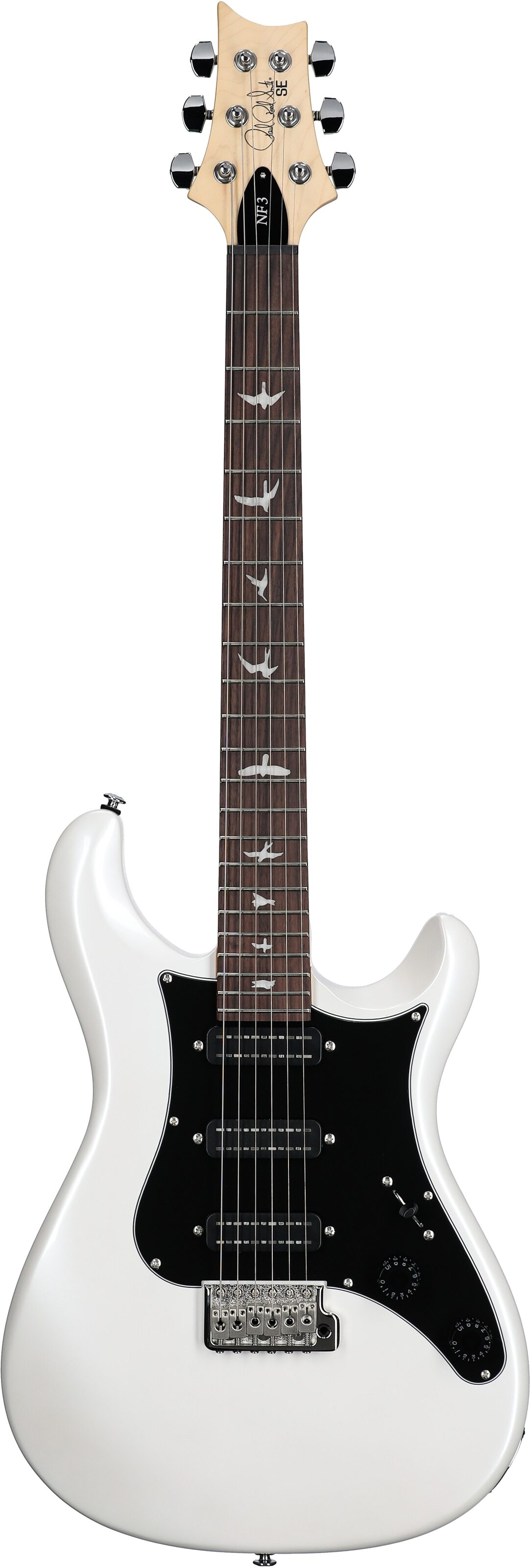 PRS Paul Reed Smith SE NF3 Electric Guitar, Rosewood Fingerboard (with Gig Bag), Pearl White, Full Straight Front