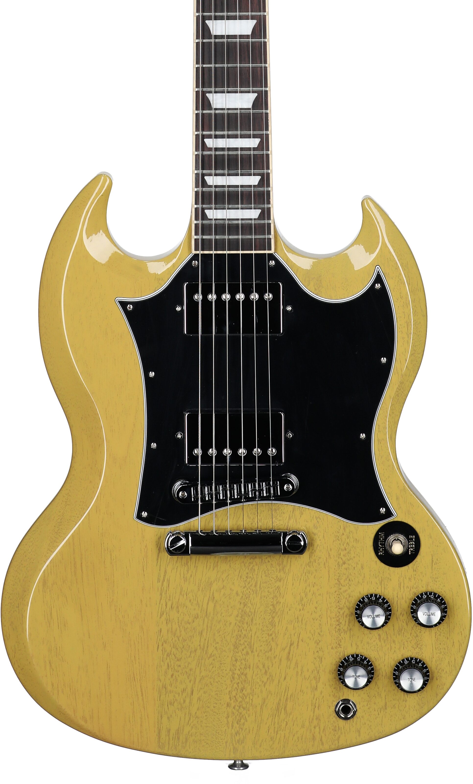 Gibson SG Standard Custom Color Electric Guitar (with Soft Case), TV Yellow, Full Straight Front