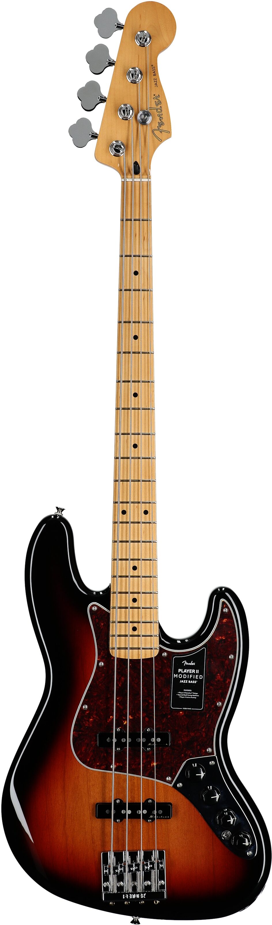 Fender Player II Modified Active Jazz Electric Bass, Maple Fingerboard (with Gig Bag), 3-Color Sunburst, Full Straight Front