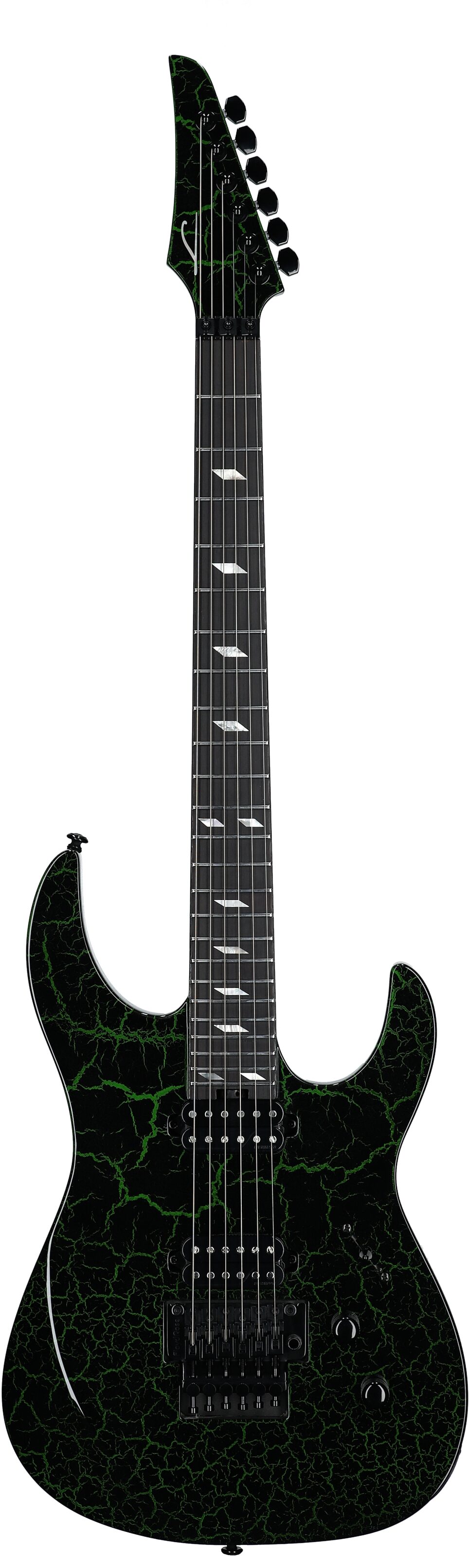 Legator Ninja 6 Floyd Rose Electric Guitar, Green Crackle , Full Straight Front
