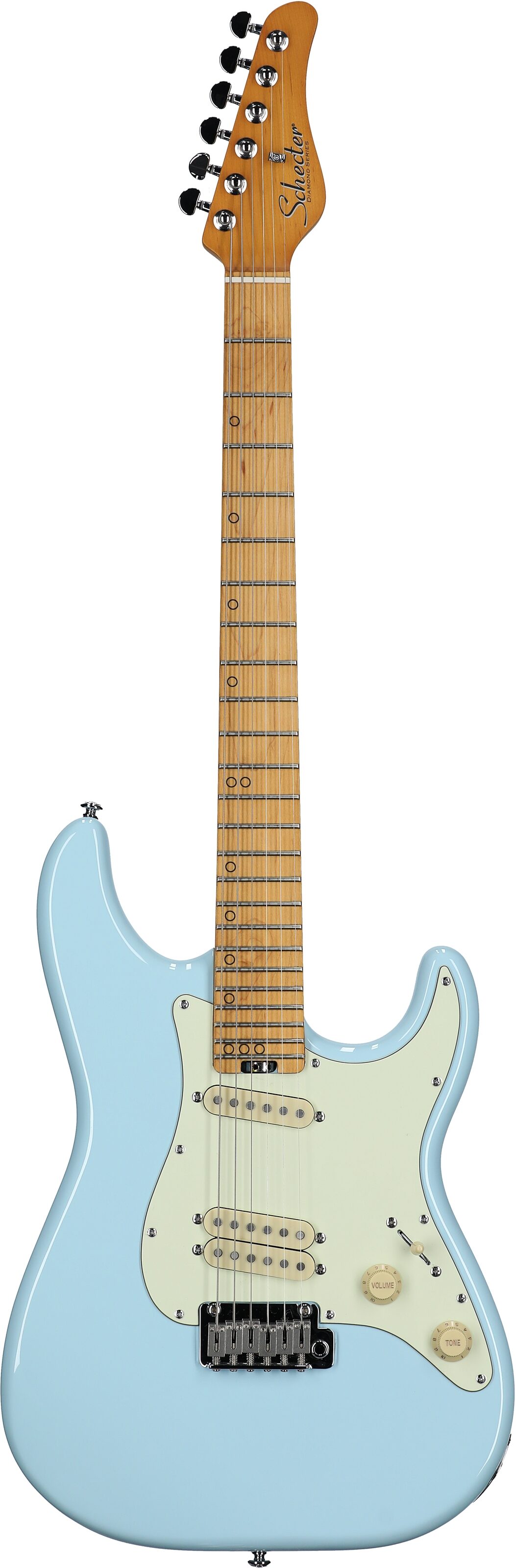Schecter MV-6 Electric Guitar, with Maple Fingerboard, Super Sonic Blue, Full Straight Front
