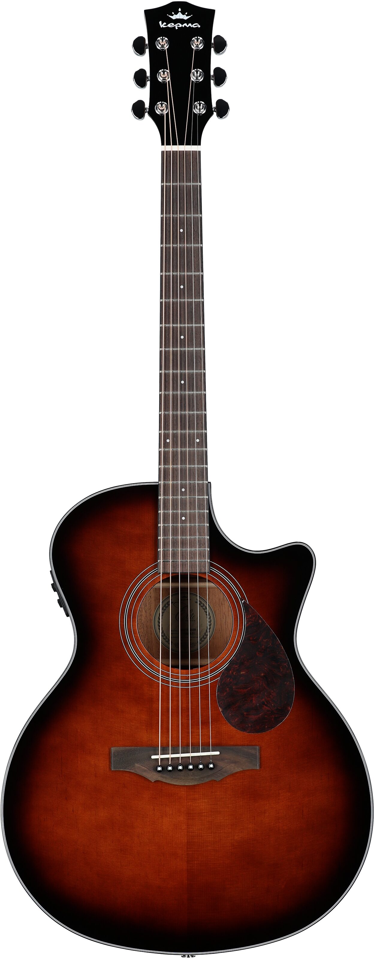 Kepma Elite Series GA2-232 Acoustic-Electric Guitar (with Gig Bag), Sunburst, Full Straight Front