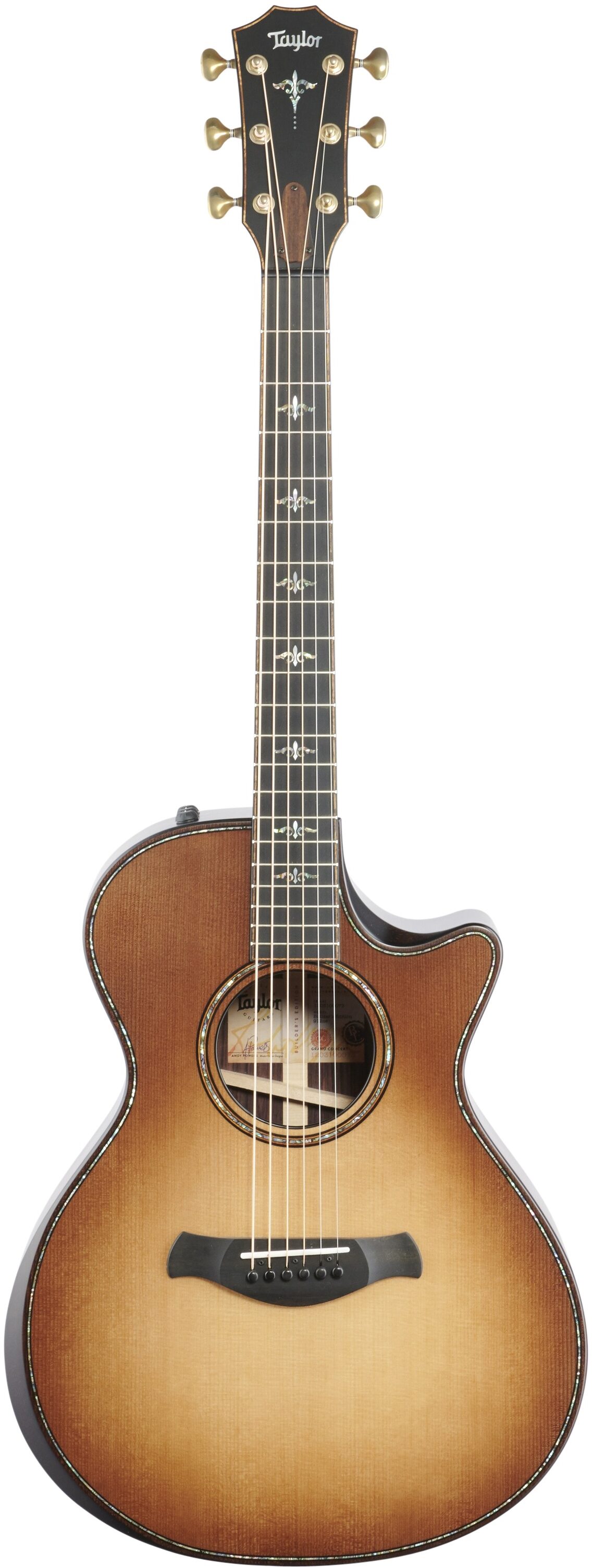 Taylor Builder's Edition 912ce Grand Concert Cutaway Acoustic-Electric Guitar, Wild Honey Burst, Full Straight Front