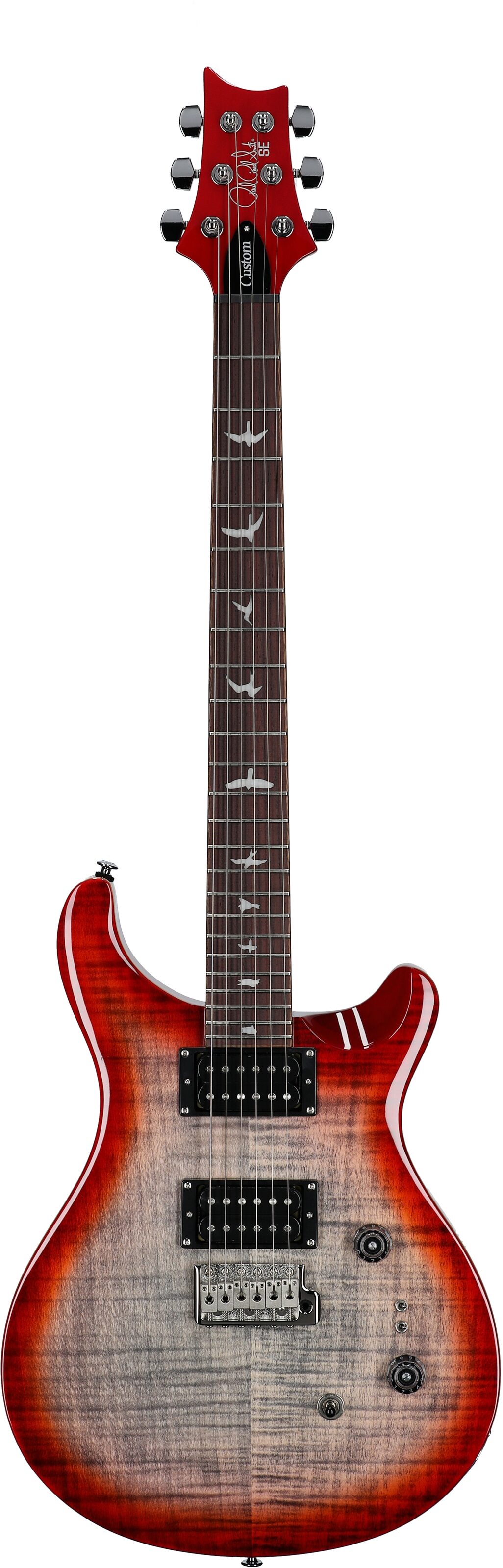 PRS Paul Reed Smith SE Custom 24-08 Electric Guitar (with Gig Bag), Charcoal Cherry Burst, Full Straight Front