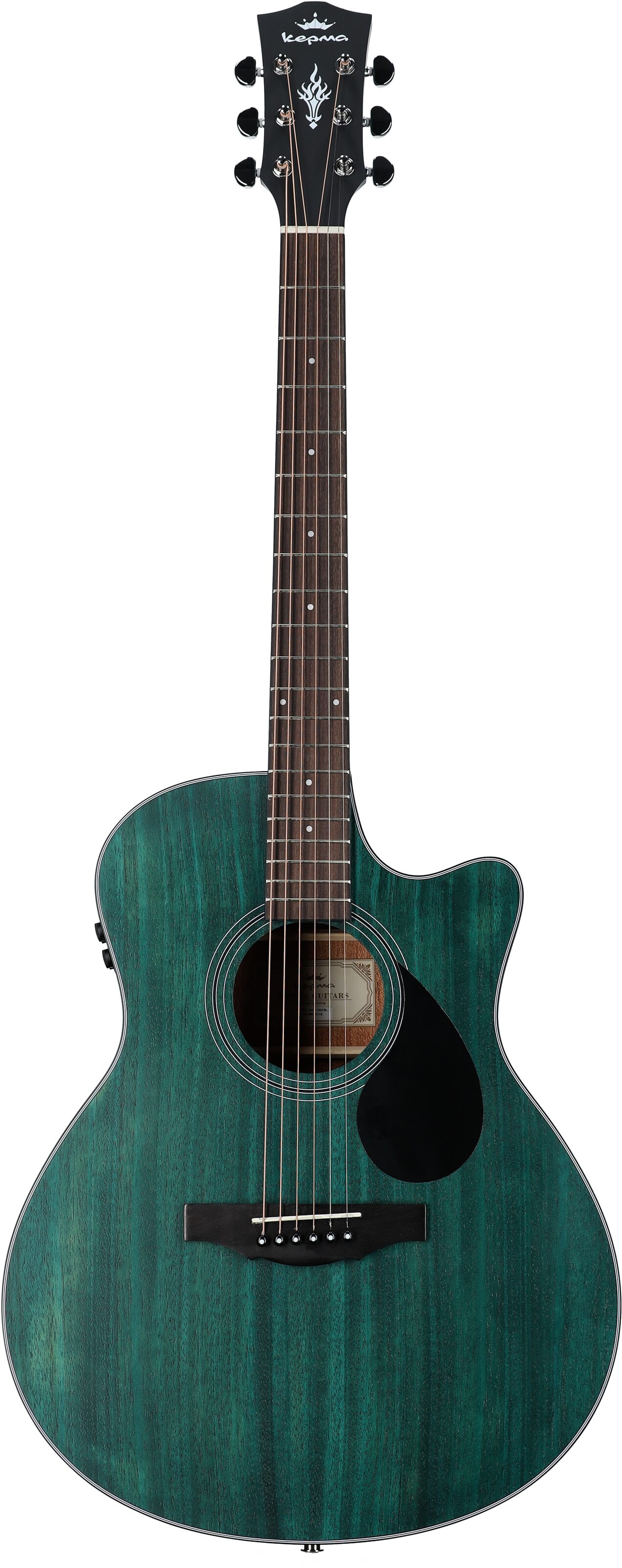 Kepma K3 Series GA3-130 Acoustic-Electric Guitar, Trans Blue Matte, with AcoustiFex K-10 Pickup, Full Straight Front