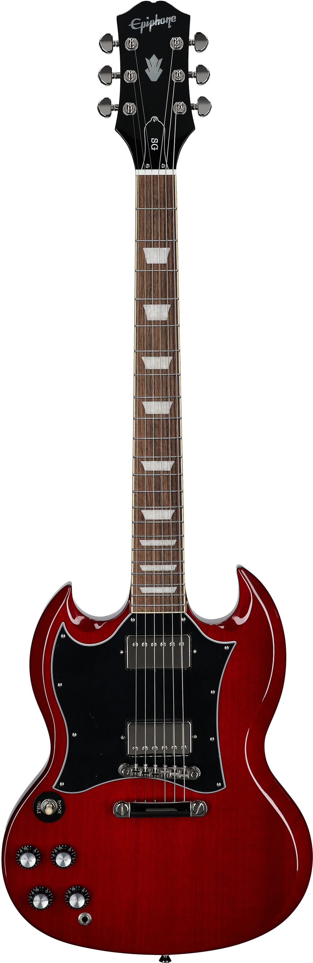 Epiphone Inspired by Gibson SG Standard Electric Guitar, Left-Handed (with Gig Bag), Cherry, Full Straight Front