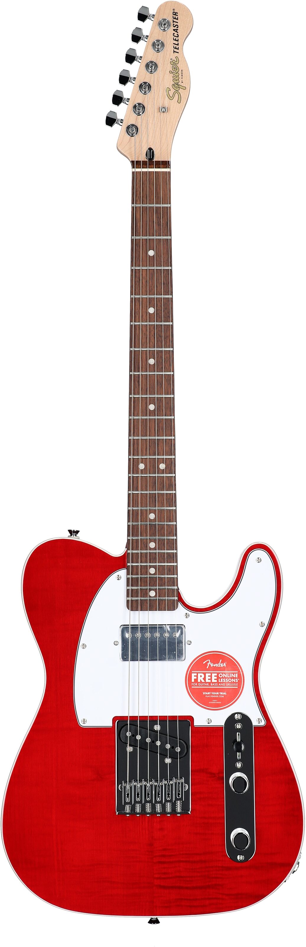 Squier Affinity Telecaster FMT SH Electric Guitar, with Laurel Fingerboard, Crimson Red Transparent, Full Straight Front