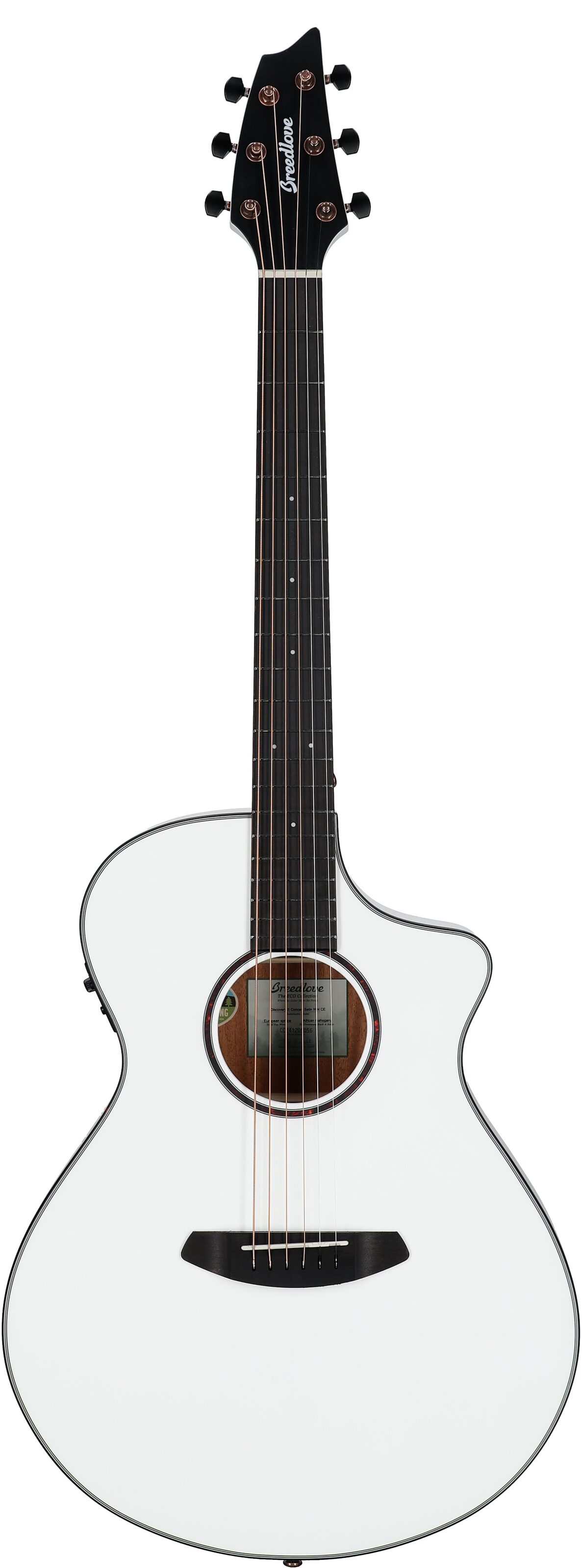 Breedlove Limited Edition Discovery Concert CE Acoustic-Electric Guitar, Satin White, Full Straight Front