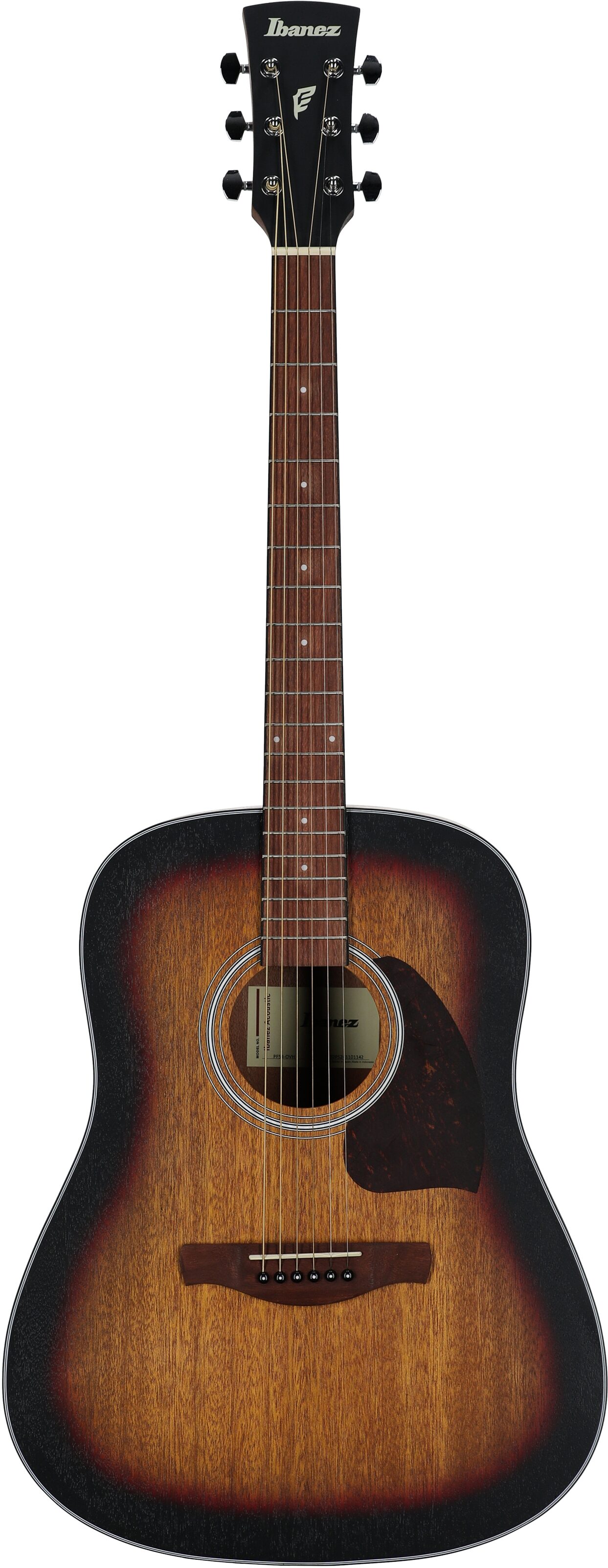 Ibanez PF54 Acoustic Guitar, Open Pore Vintage Sunburst, Full Straight Front