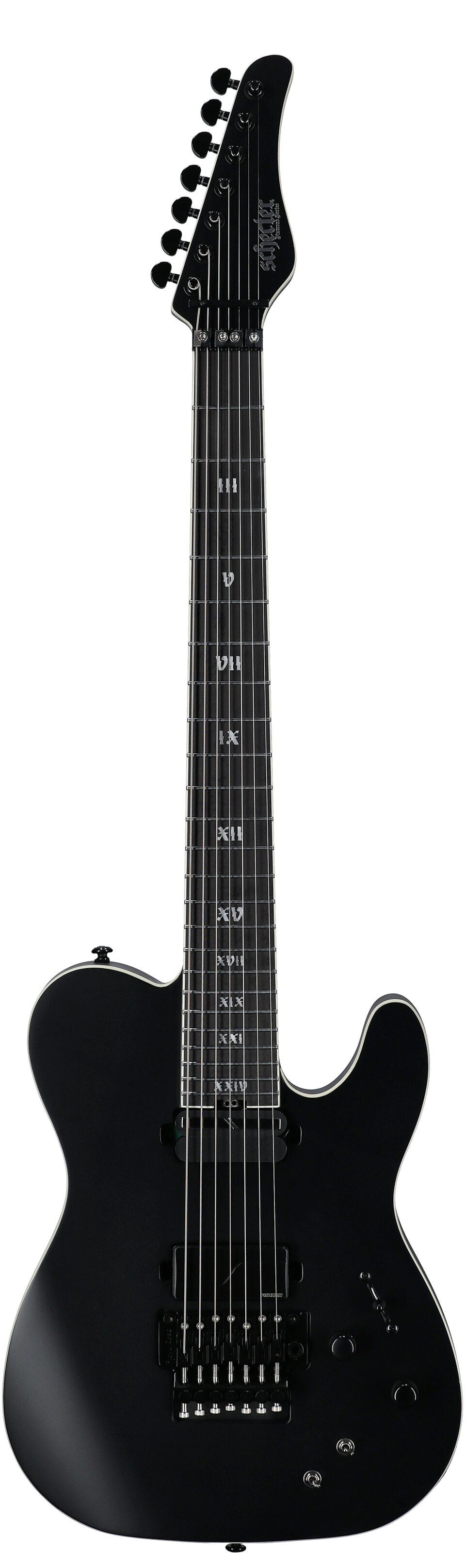 Schecter PT-7 FR-S SLS Elite Evil Twin Electric Guitar, 7-String, Satin Black, Full Straight Front