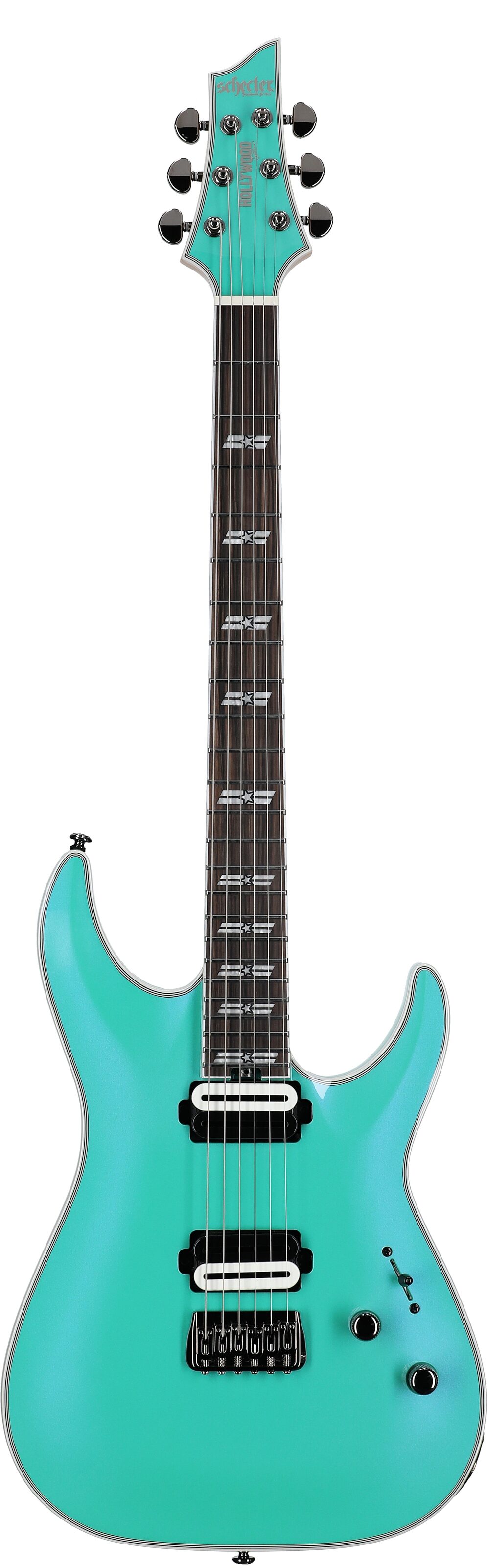 Schecter C1 SLS Custom Electric Guitar, Hollywood Glacier Metallic, Full Straight Front