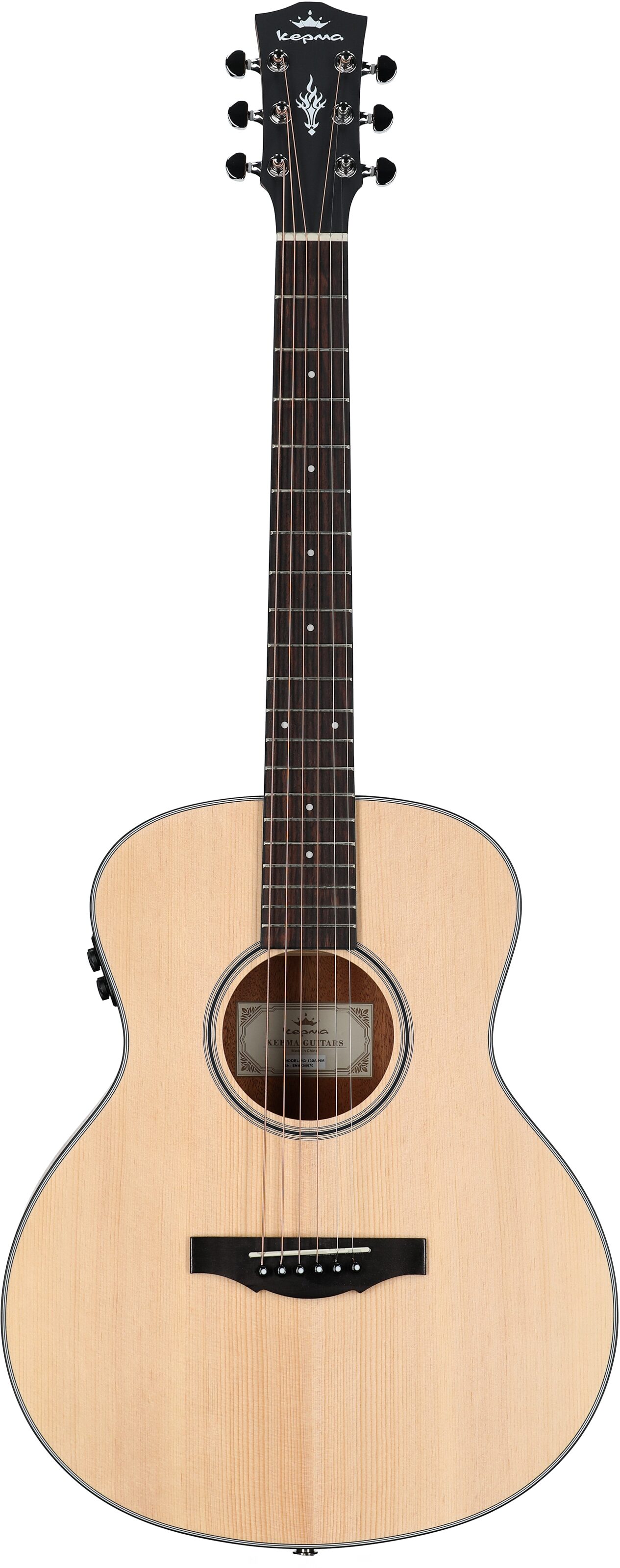 Kepma K3 Series M3-130 Mini Acoustic-Electric Guitar, Natural, Full Straight Front