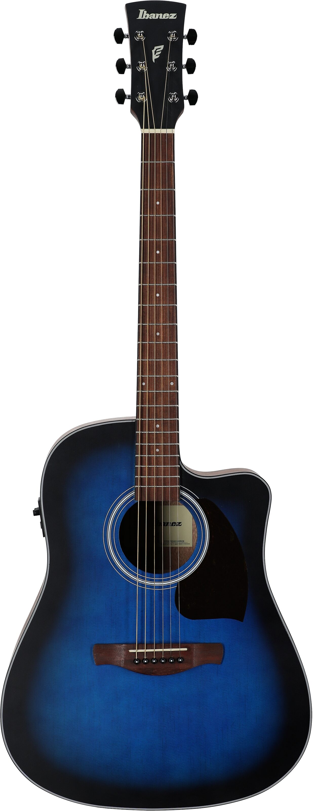 Ibanez PF50CE Acoustic-Electric Guitar, Open Pore Blue Sunburst, Full Straight Front