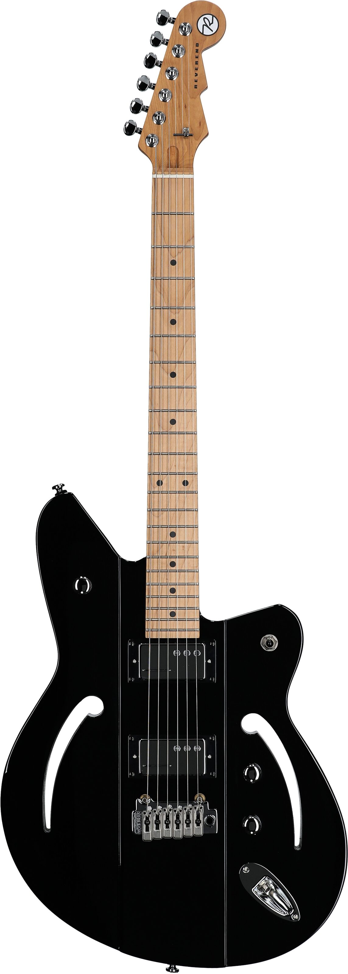 Reverend Airsonic W Electric Guitar, Midnight Black, Full Straight Front