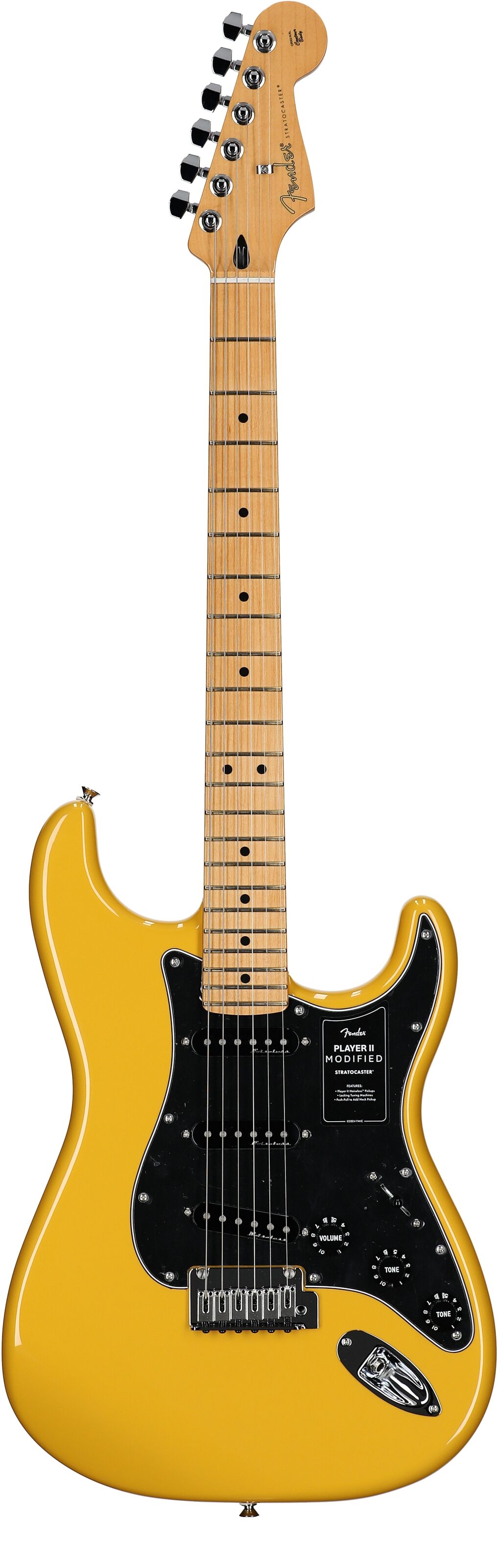 Fender Player II Modified Stratocaster Electric Guitar, Maple Fingerboard (with Gig Bag), Sun Yellow, Full Straight Front