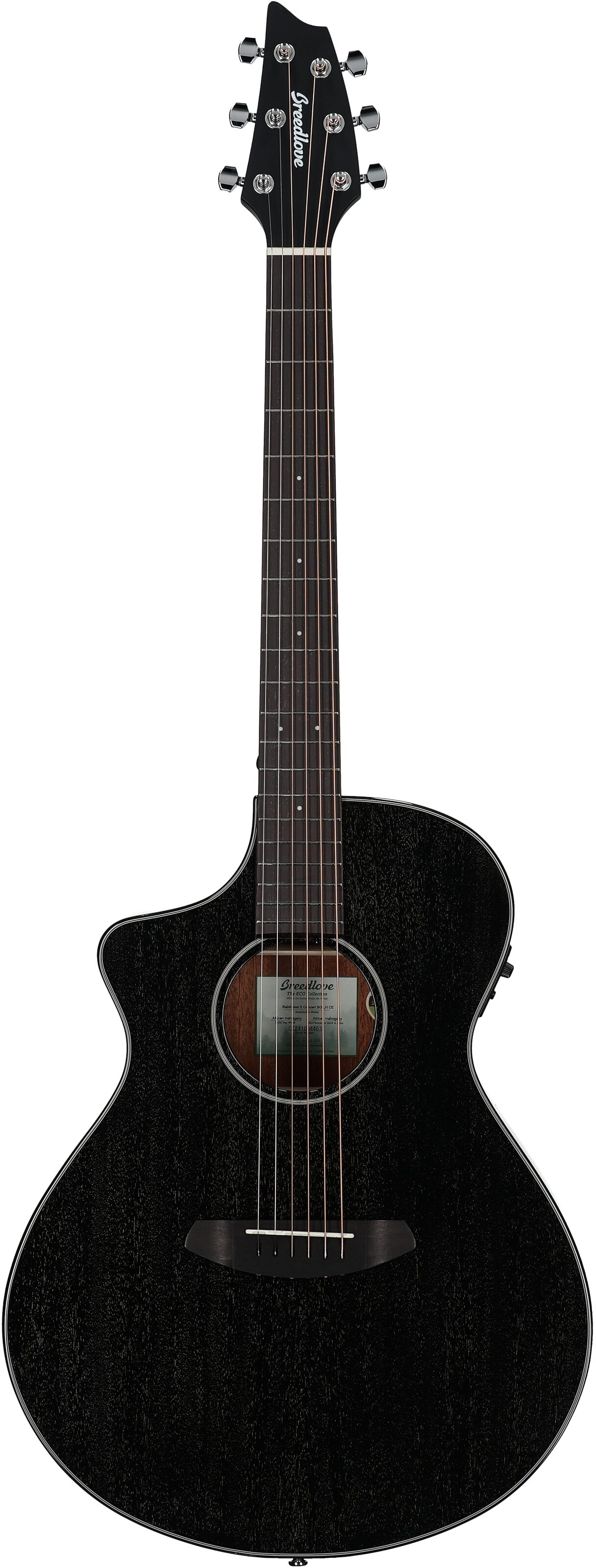 Breedlove Rainforest S Concert CE Acoustic-Electric Guitar, Left-Handed, Black Gold, Full Straight Front