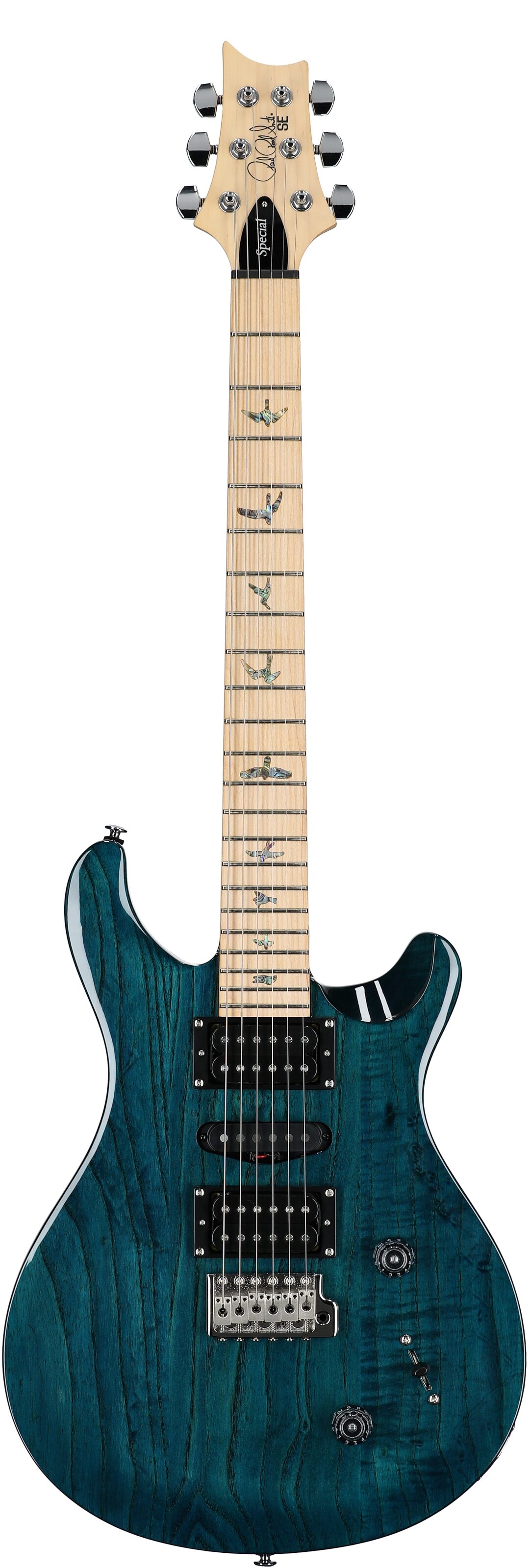 PRS Paul Reed Smith SE Swamp Ash Special Electric Guitar (with Gig Bag), Iris Blue, Full Straight Front