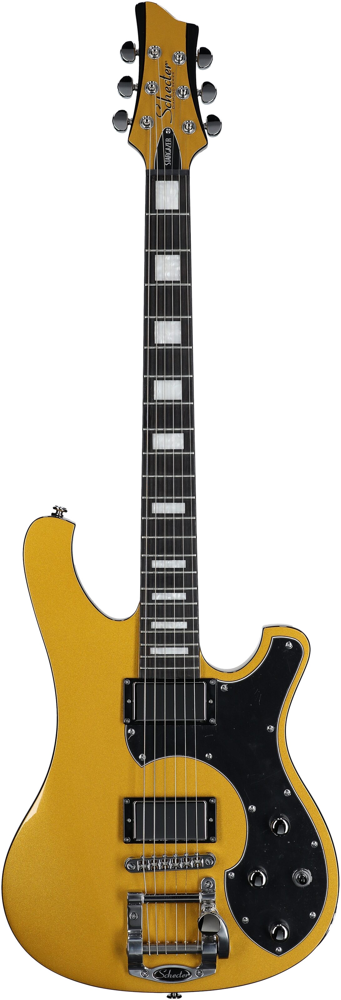 Schecter Stargazer 6 Vibrato Electric Guitar, Metallic Gold, Full Straight Front