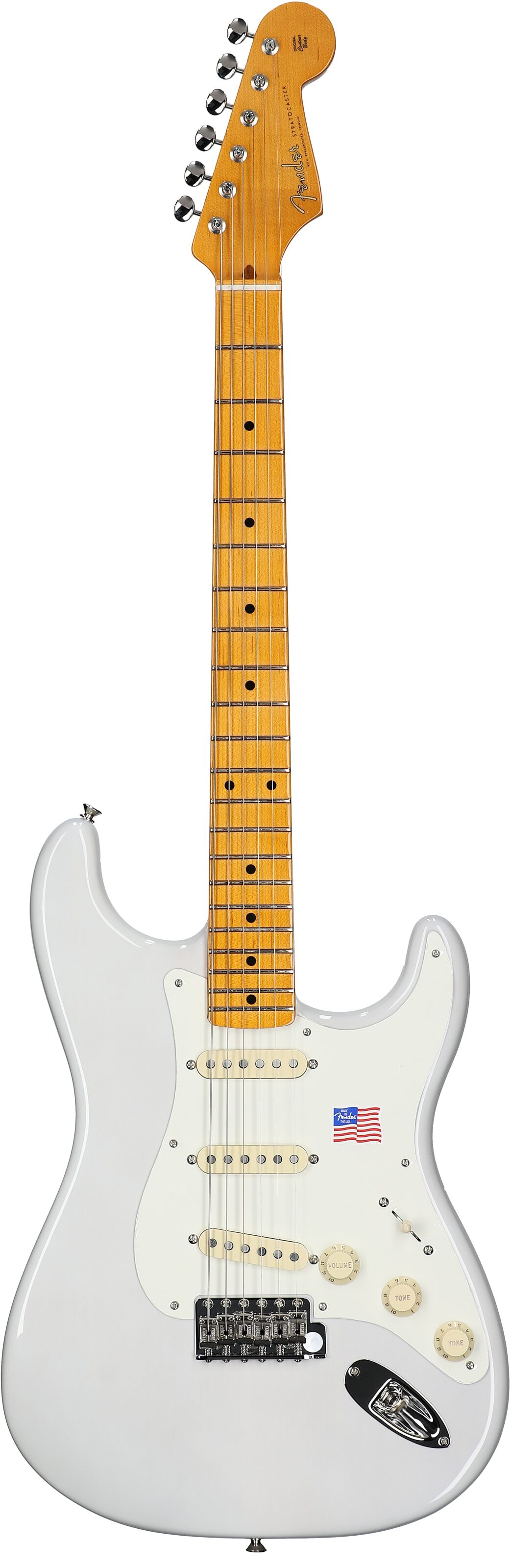 Fender Eric Johnson Stratocaster Electric Guitar (Maple with Case), White Blonde, Full Straight Front