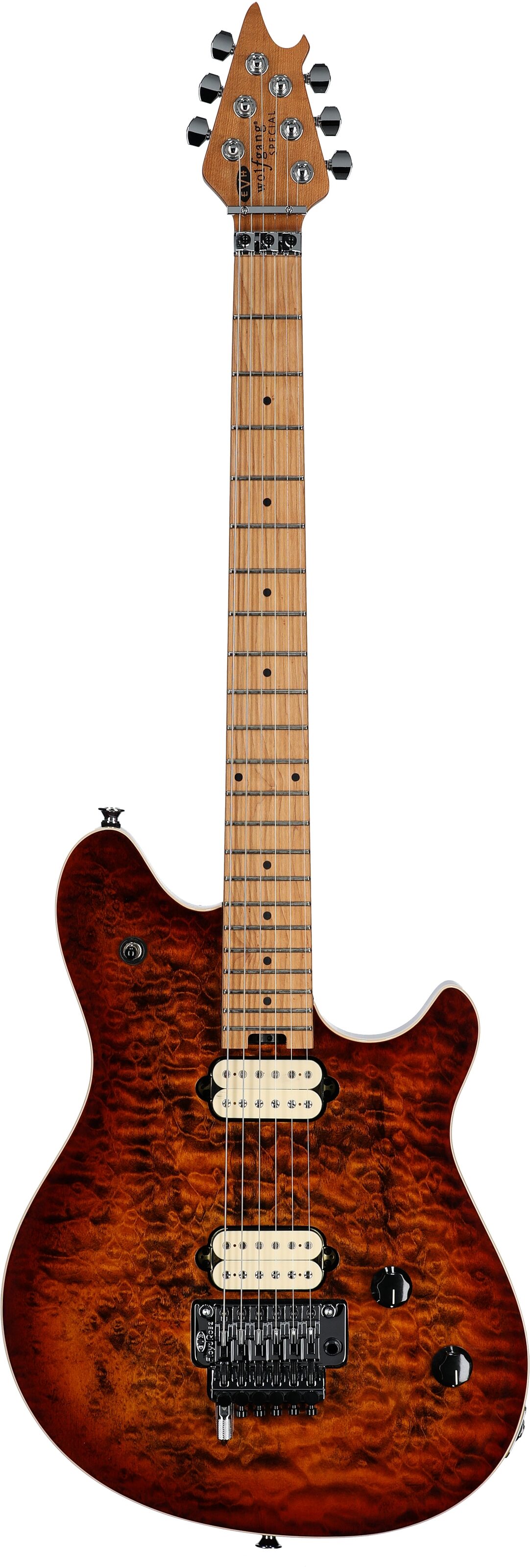 EVH Eddie Van Halen Wolfgang Special Quilted Maple Electric Guitar, Tiger Eye Glow, Full Straight Front