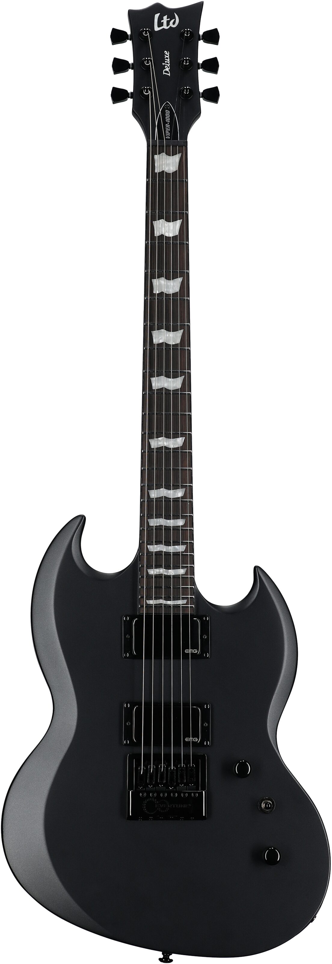 ESP LTD Viper 1000 Evertune Electric Guitar, Charcoal Metallic Satin, Full Straight Front