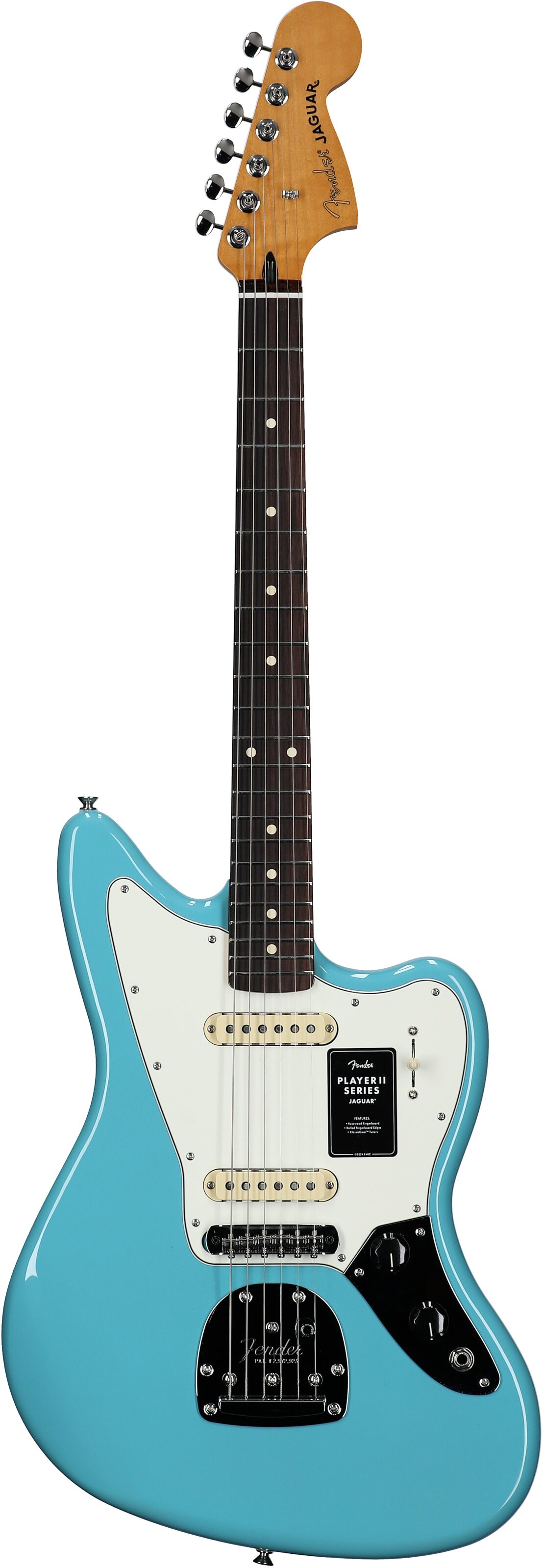 Fender Player II Jaguar Electric Guitar, with Rosewood Fingerboard, Aquatone Blue, Full Straight Front