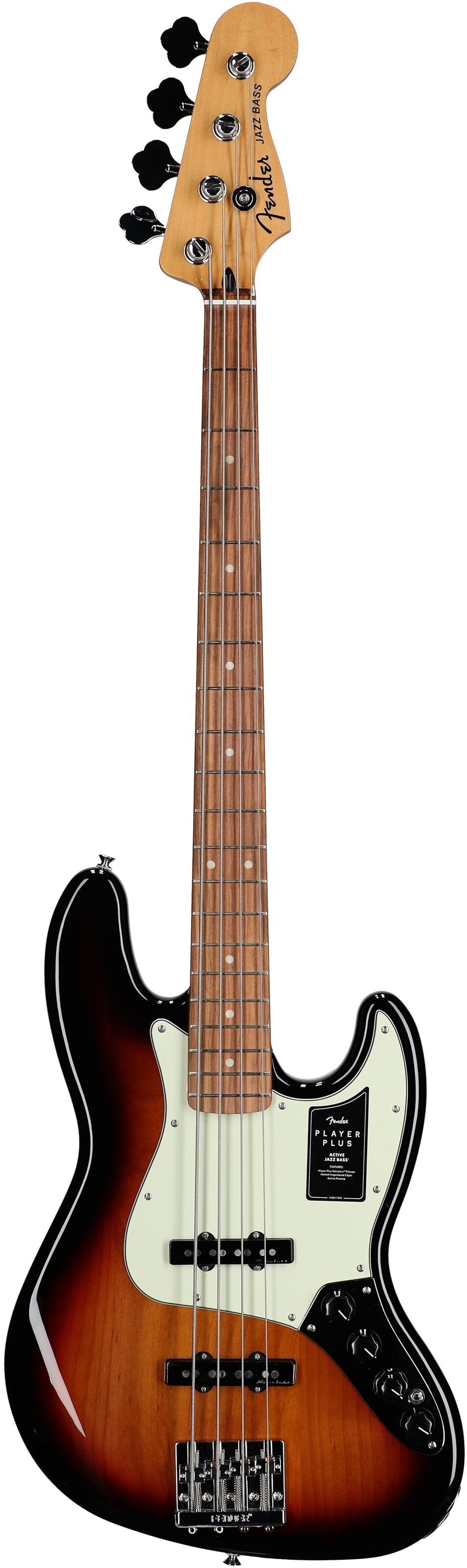 Fender Player Plus Jazz Electric Bass, Pau Ferro Fingerboard (with Gig Bag), 3-Color Sunburst, USED, Scratch and Dent, Full Straight Front