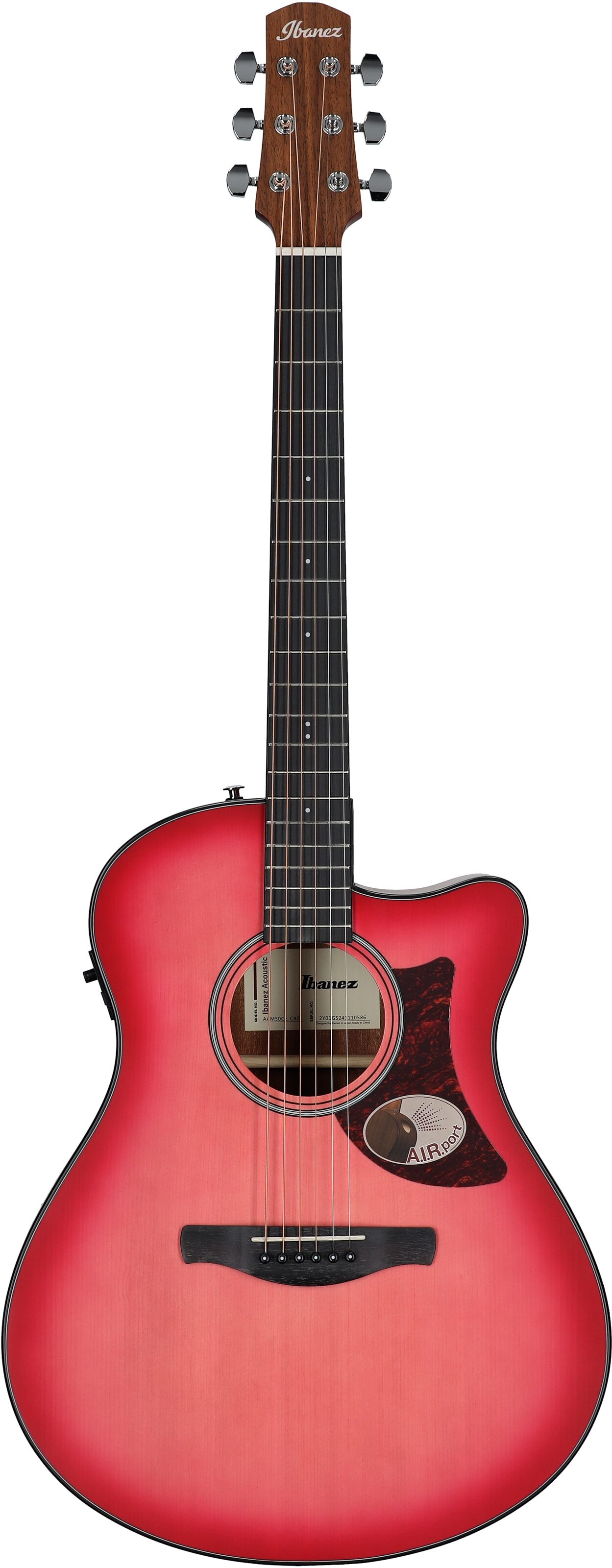 Ibanez AAM50CE Advanced Acoustic-Electric Guitar, Coral Red Burst, Full Straight Front