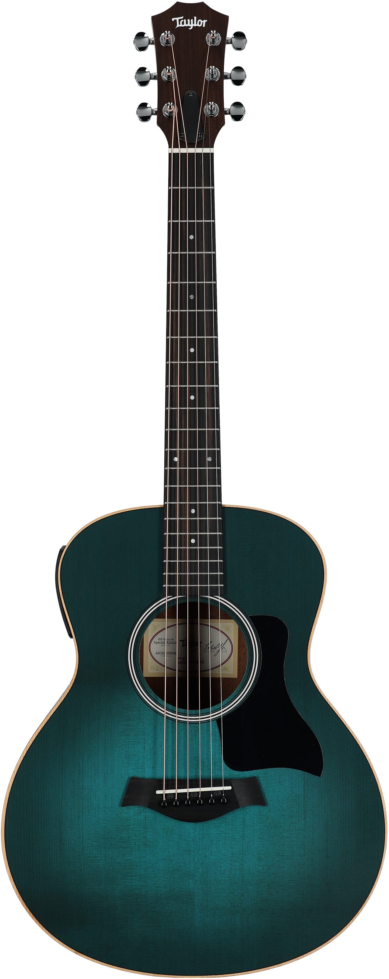 Taylor GS Mini-e Special Edition Mini Grand Symphony Acoustic-Electric Guitar (with Gig Bag), Blue Burst, Full Straight Front