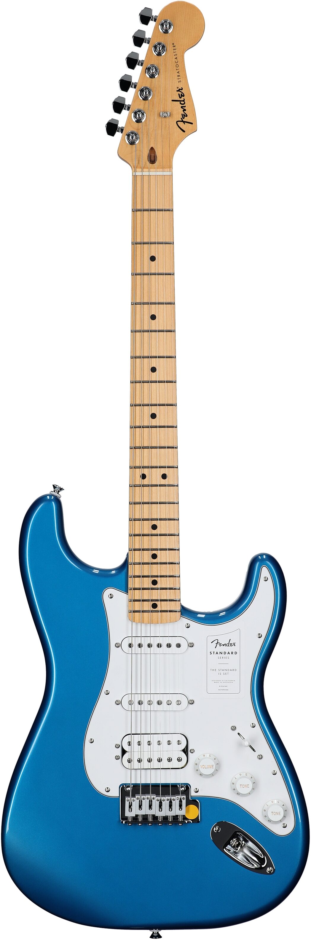 Fender Standard Stratocaster HSS Electric Guitar, with Maple Fingerboard, Aqua Marine Metallic, Full Straight Front