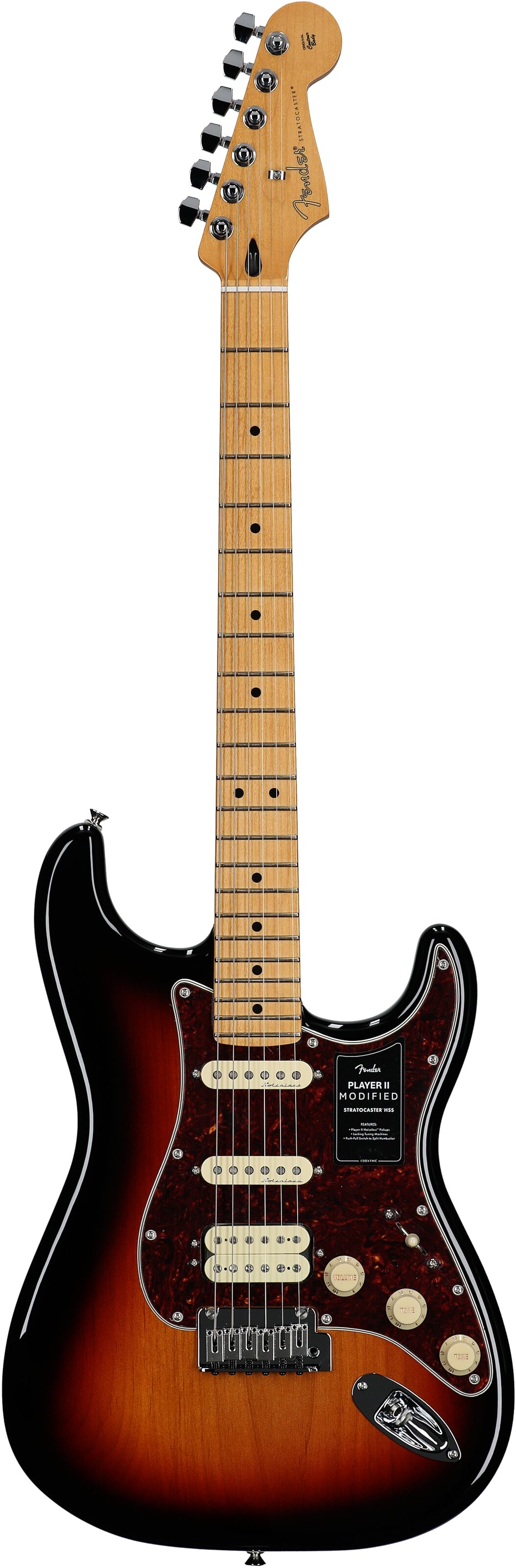 Fender Player II Modified HSS Stratocaster Electric Guitar, Maple Fingerboard (with Gig Bag), 3-Color Sunburst, Full Straight Front