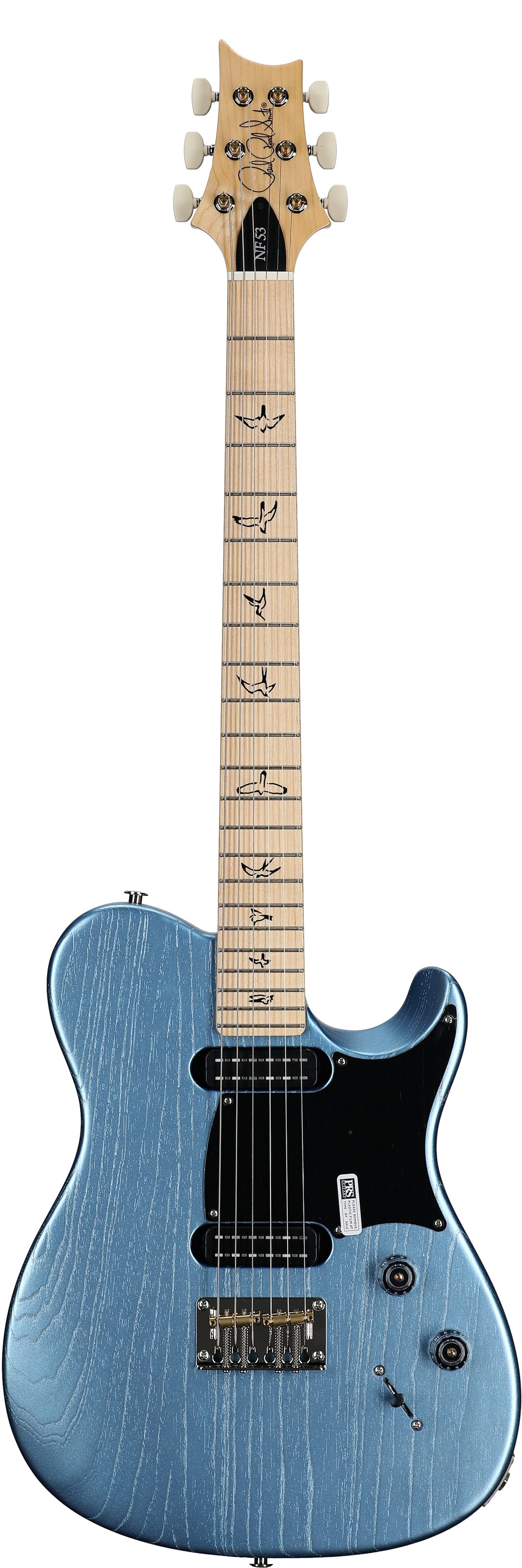 PRS Paul Reed Smith NF 53 Electric Guitar (with Gig Bag), Satin Frost Blue Metallic, Full Straight Front