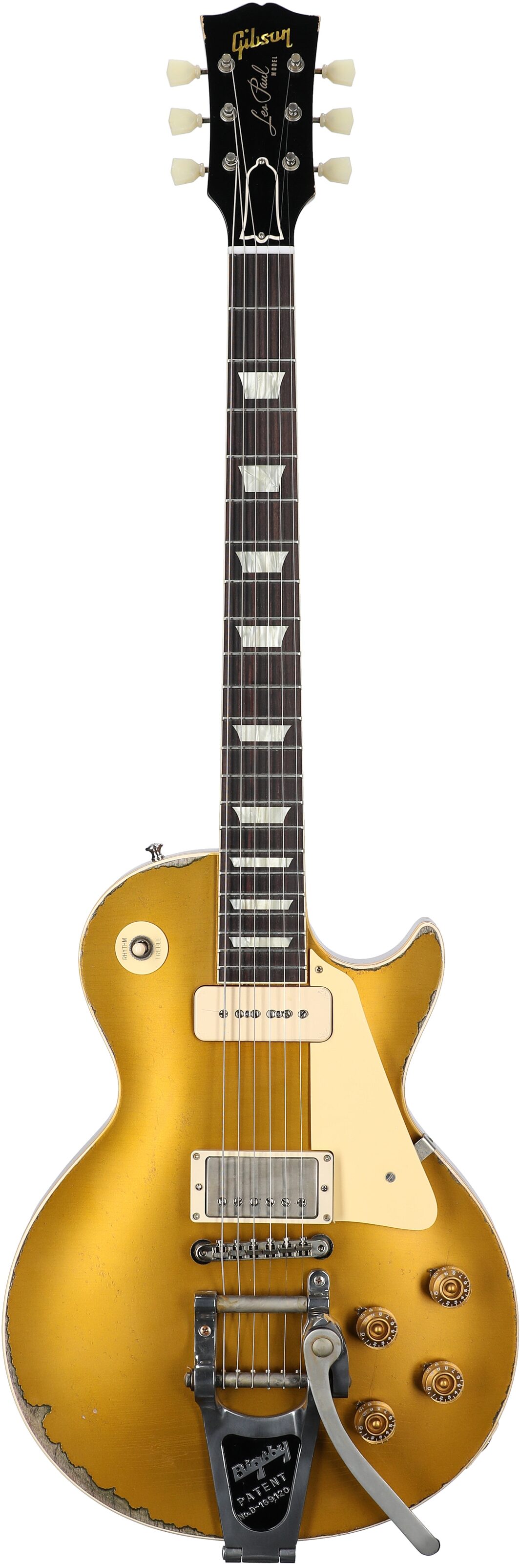 Gibson Custom Sergio Vallin '55 Les Paul Goldtop Electric Guitar (with Case), Full Straight Front