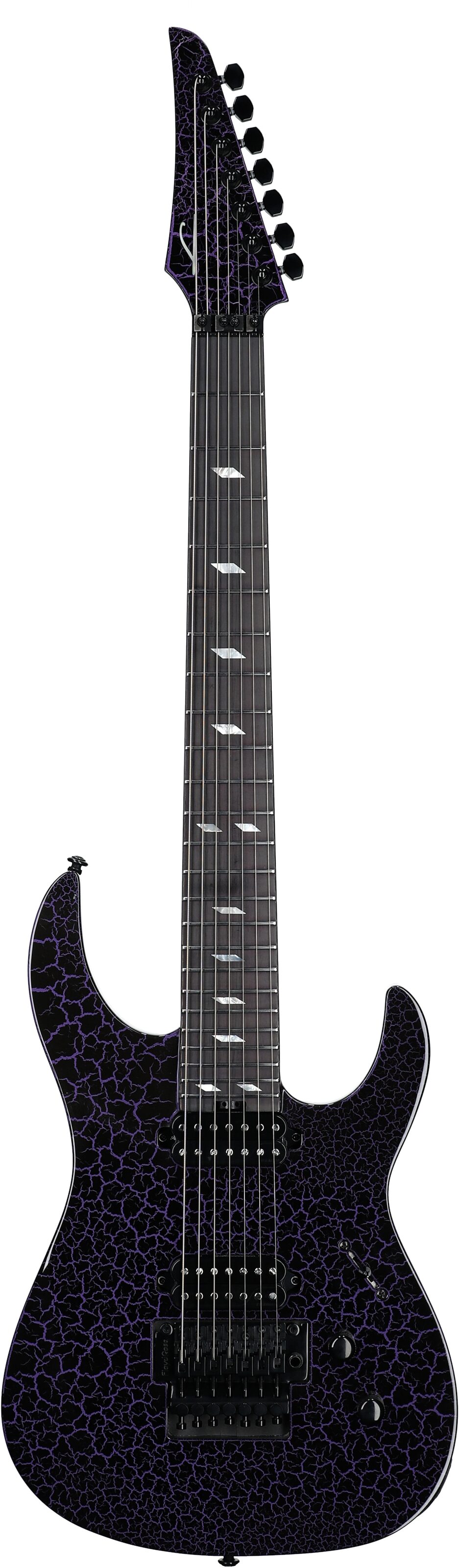 Legator Ninja 7 Floyd Rose Electric Guitar, 7-String, Purple Crackle, Full Straight Front