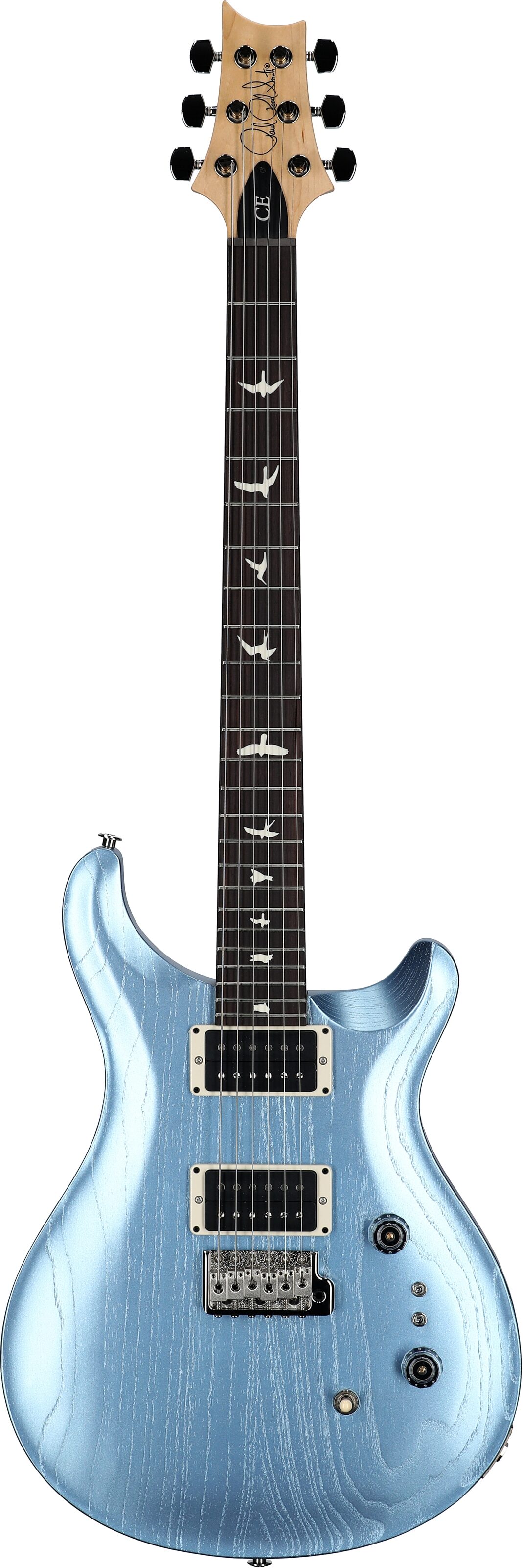 PRS Paul Reed Smith CE 24-08 Swamp Ash Electric Guitar (with Gig Bag), Swamp Ash Satin Frost Blue Metallic, Full Straight Front