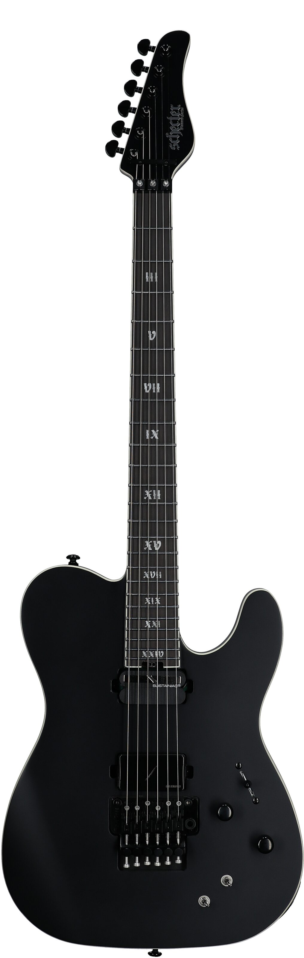 Schecter PT FR-S SLS Elite Evil Twin Electric Guitar, Satin Black, Full Straight Front