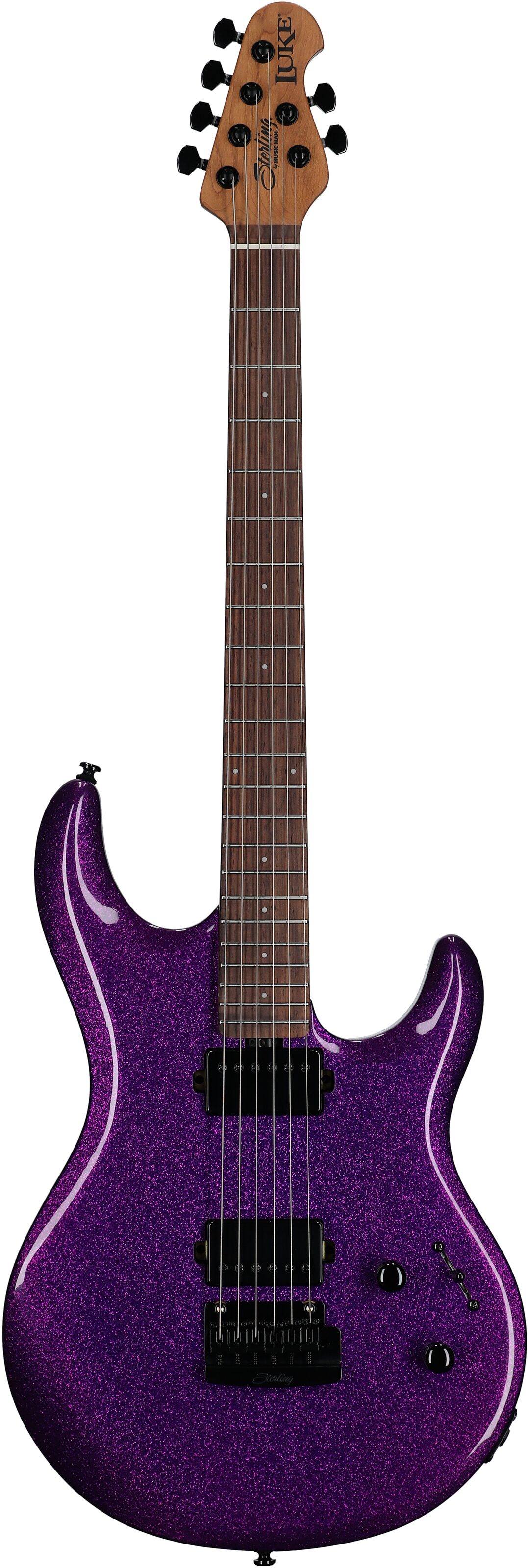 Sterling by Music Man LK100 Luke Electric Guitar, Purple Sparkle, Full Straight Front