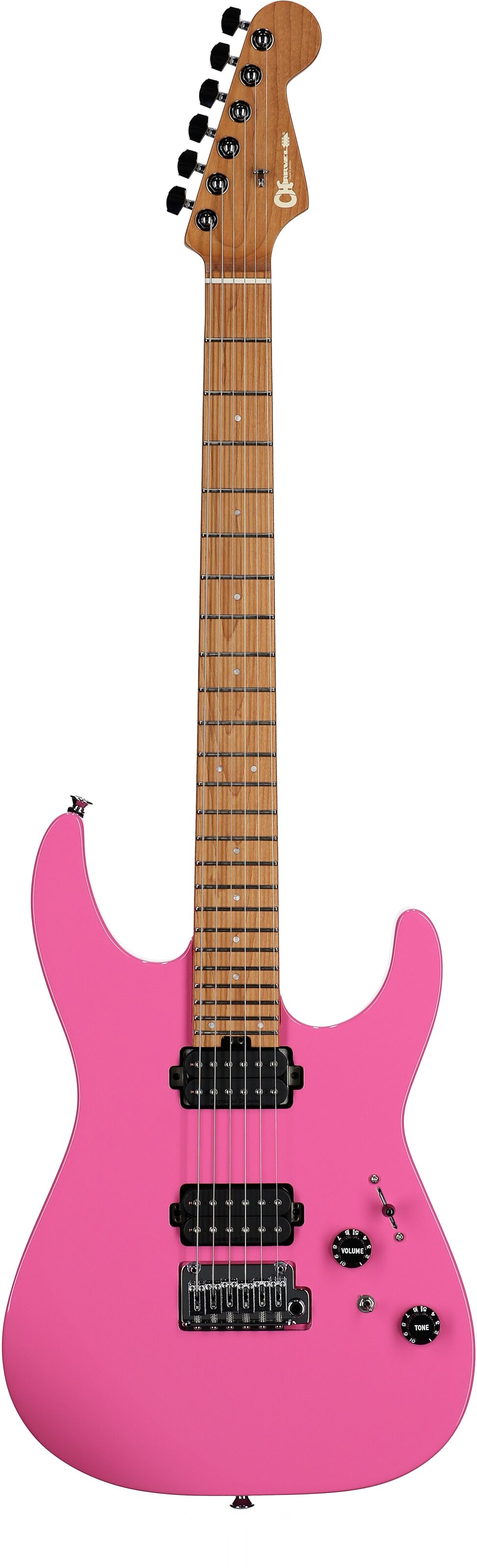 Charvel Pro-Mod DK24 HH 2PT CM Electric Guitar, with Maple Fingerboard, Bubblegum Pink, Full Straight Front